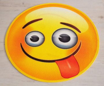 Teppich Smily - Emoji Grimassen-Gesicht Rund 67cm, Rockbites, Rund, Höhe: 3 mm