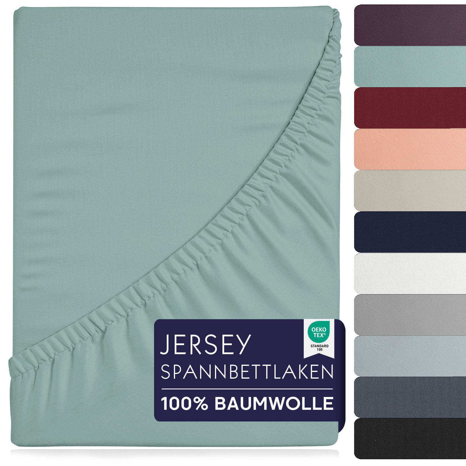 BRB HOME Spannbettlaken Spannbettlaken Jersey Baumwolle für Topper Boxspringbett, Baumwolle, Gummizug: Rundum, (1 Stück), Matratzen bis 27 cm Höhe, OEKO TEX Standard 100, Jersey Spannbetttuch