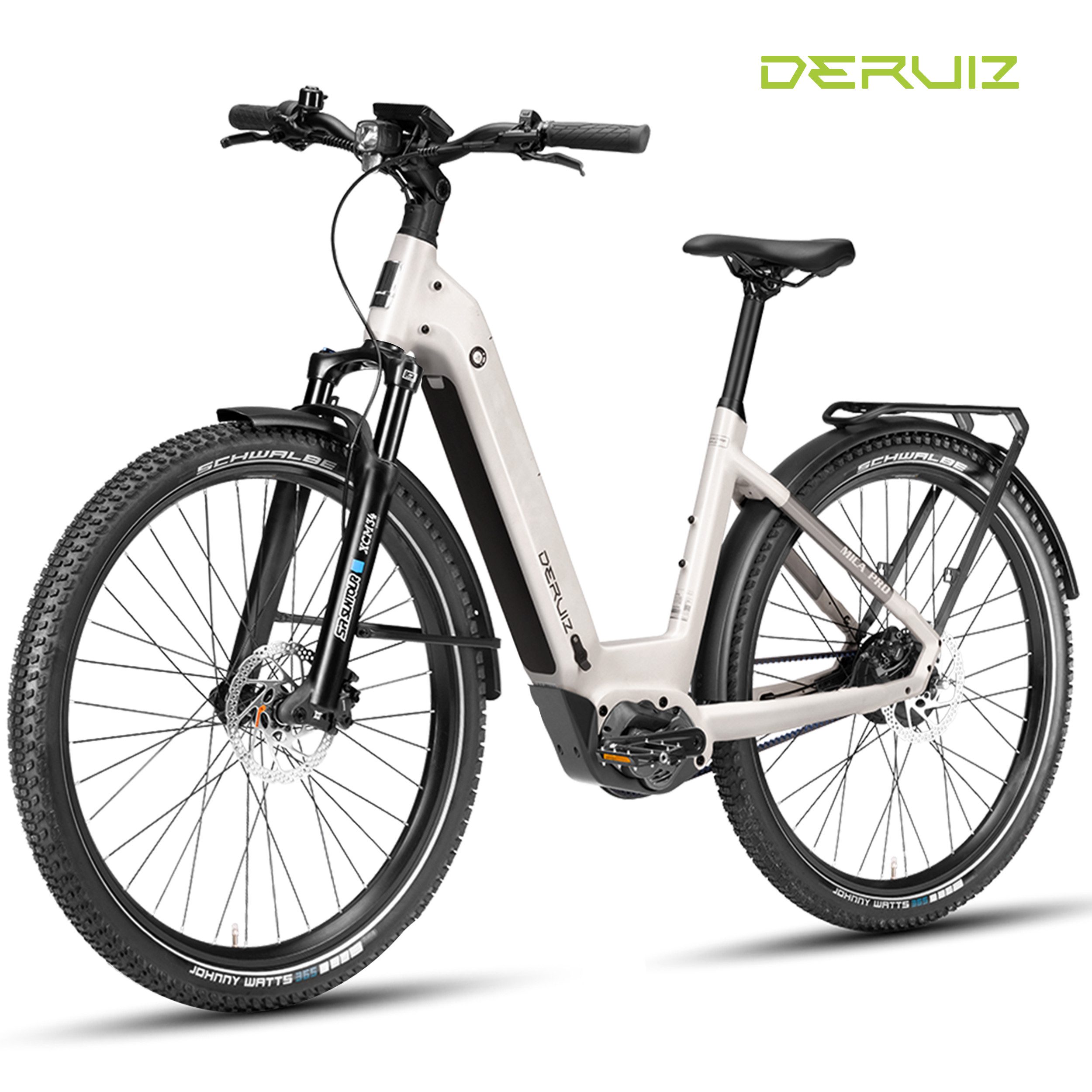 DERUIZ E-Bike Mountainbike 29 Zoll, 110Nm Mittelmotor, Mica Pro, SUV, Carbon-Riemenantrieb, Nabenschaltung, Mittelmotor, 720 Wh, (Trittfrequenz- und Drehmomentsensor, 120 Lux Frontlicht, bis zu 180kg), 180km, Max. 900W, Bluetooth + APP, Elektrofahrrad mit Tiefeinsteiger