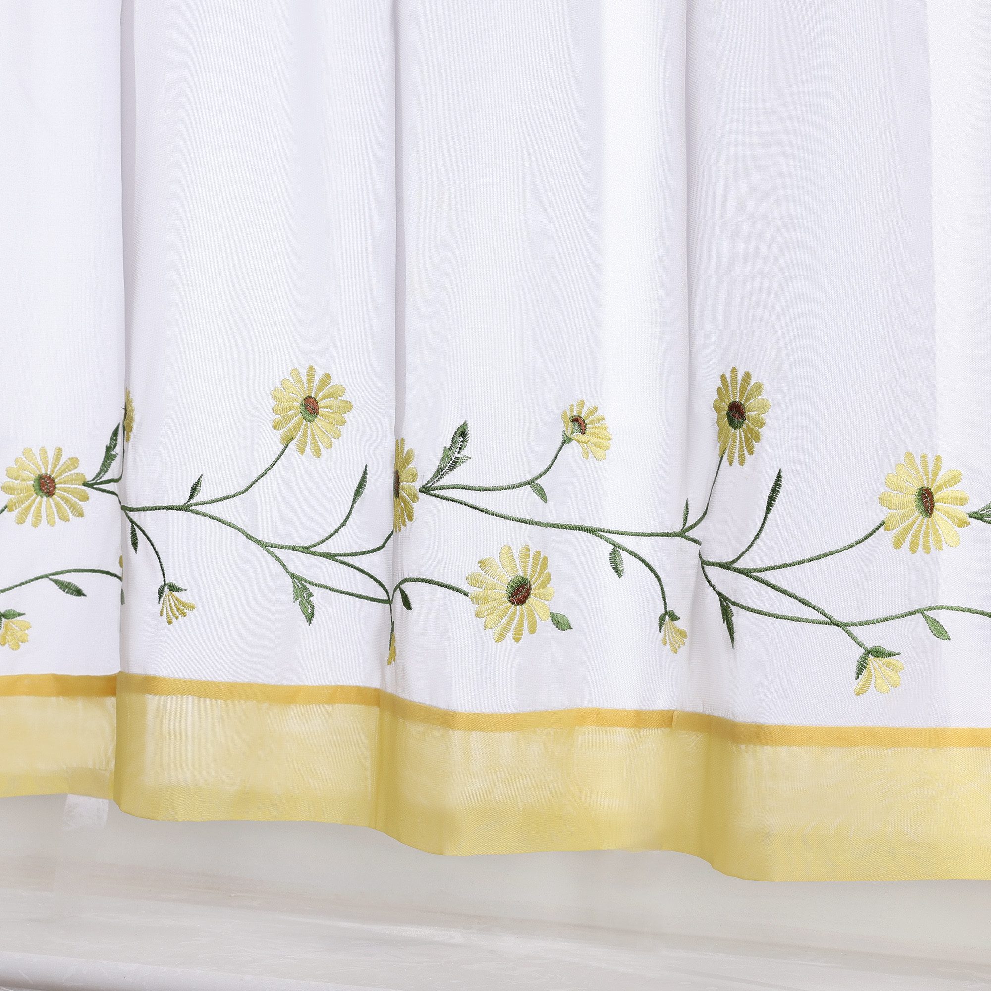 Joyswahl Scheibengardine Lily Kurzstore Bistrogardine Fenstergardine im Landhausstil (1 St), Schlaufen, transparent, Voile, Blumenstickerei am unteren Rand, für – Bild 4 von 5