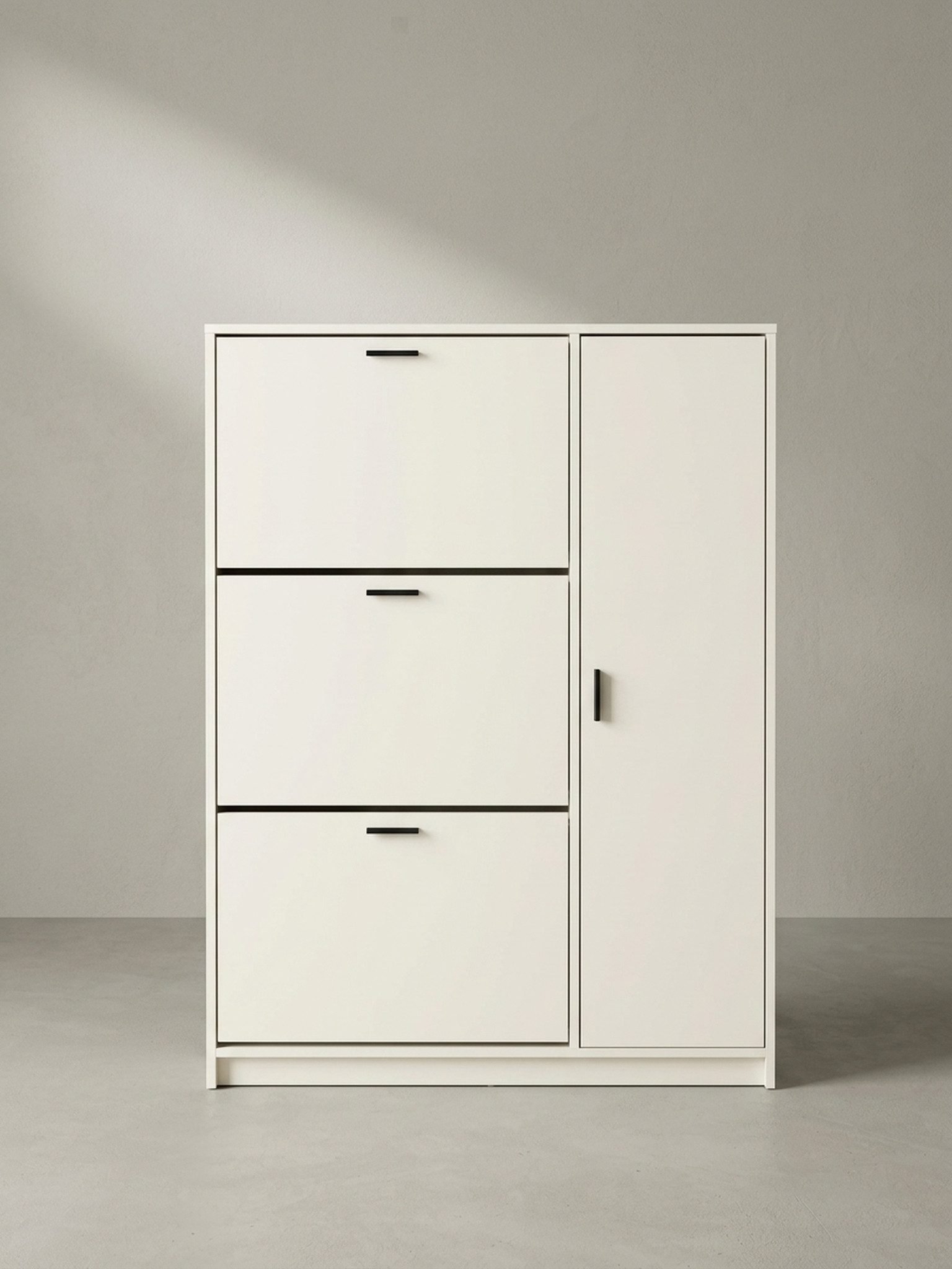 KADIMA DESIGN Schuhschrank Schuhschrank Weiß 90x120x24 cm Schuhkipper Geschlossen, Schuhkommode (Schuhe Hoch) Modern, Flurschrank mit Ablage, Schuhaufbewahrung Flurkommode für