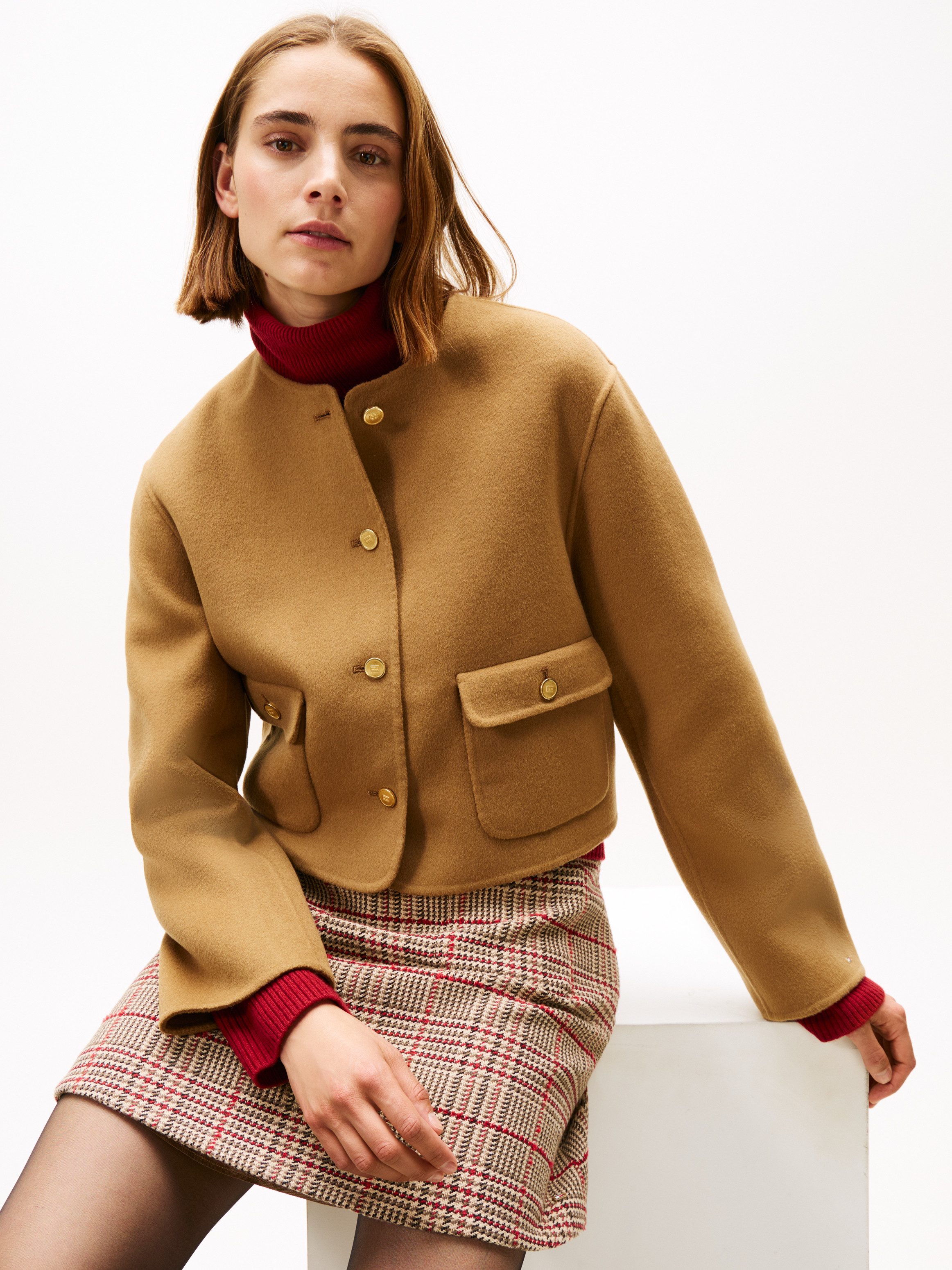 Tommy Hilfiger Kurzjacke DF WOOL BLEND REG LADY JACKET mit Wolle günstig online kaufen