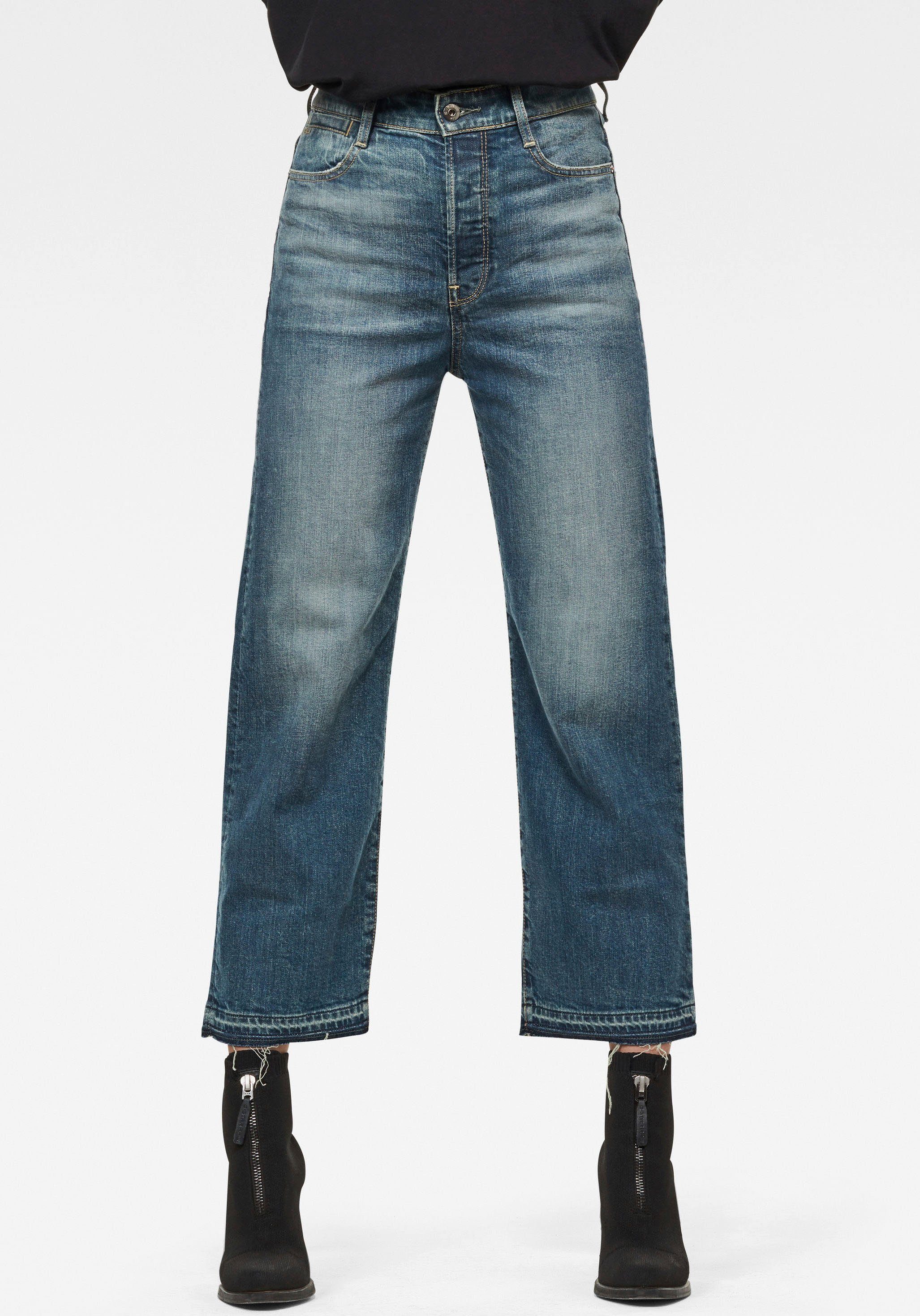 G-Star RAW Ankle-Jeans »Tedie Ultra High Straight Ripped Edge Ankle C  Jeans« mit leicht ausgefransten Saumabschluss am Bein online kaufen | OTTO