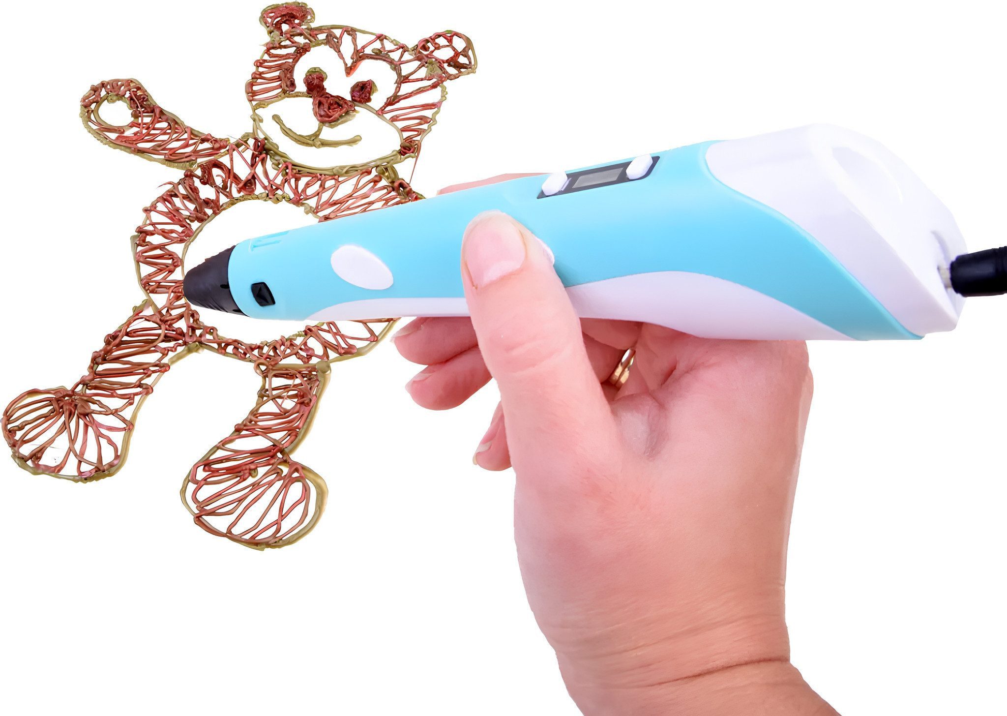 Athlix Wachsmalstift 3D Stift mit Anzeige, Druckstift mit 10 Filamenten, 3D-Drucker Stift, LCD-Display, 10 Farben, inkl. Druckvorlage