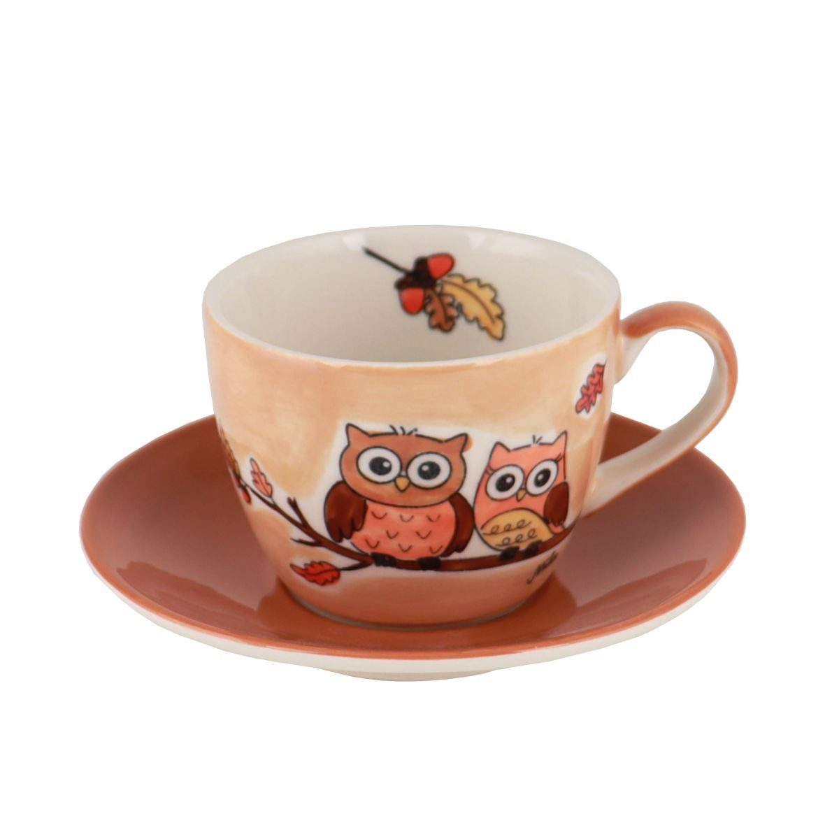 Mila Cappuccinotasse Mila Keramik Cappuccino-Tasse mit Untere Eulen Kuschelzeit, Keramik