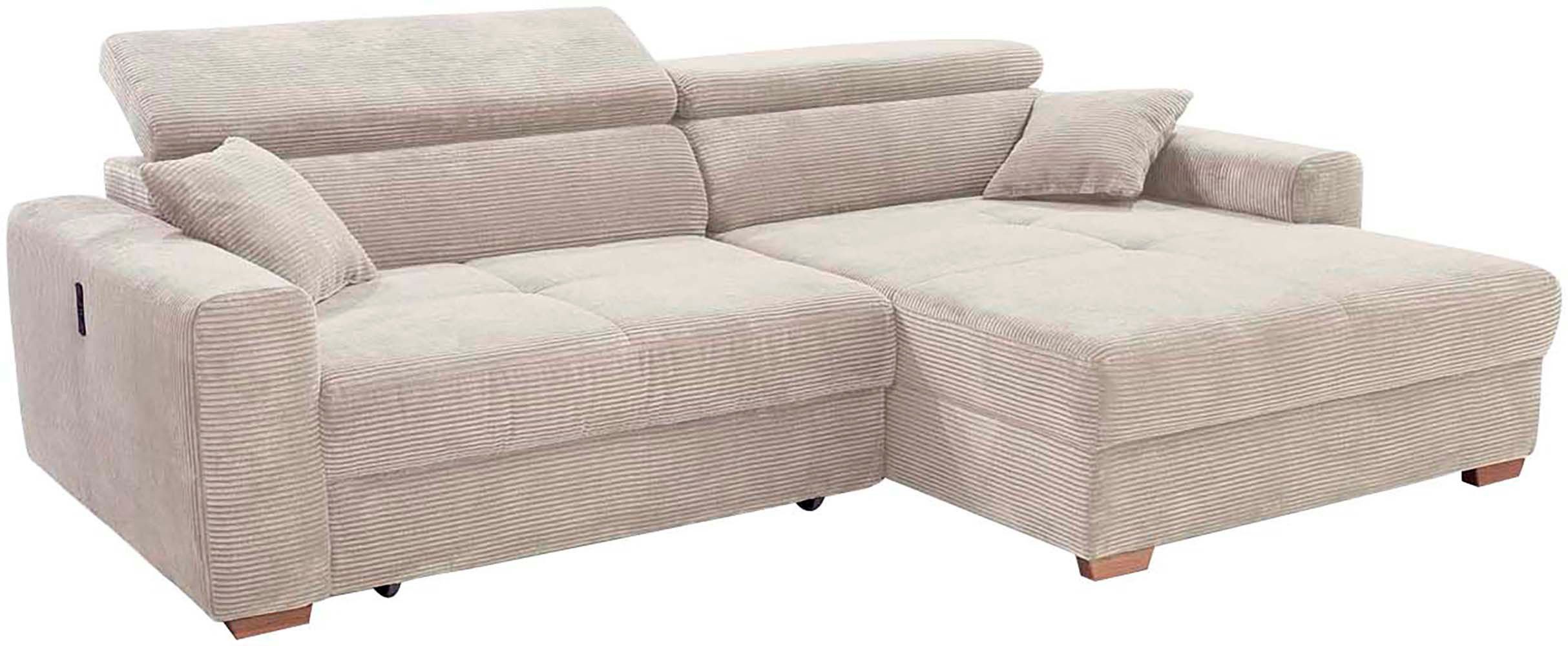 Jockenhöfer Gruppe Ecksofa Slider L-Form, B: 277 cm, mit 60 cm elektr. Sitztiefenverstellung, 140kg Belastbarkeit, USB-Anschluss, Kopfteilverstellung & Zierkissen