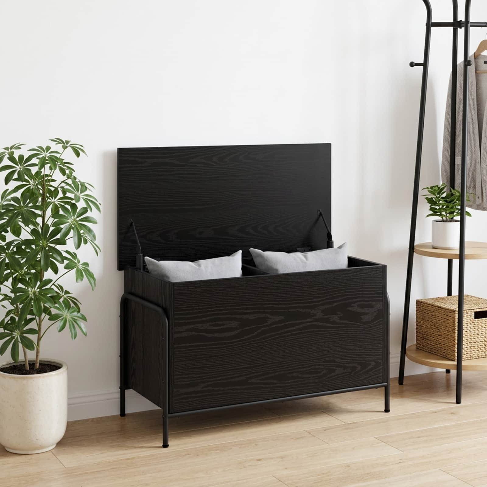 vidaXL Aufbewahrungsbox vidaXL Aufbewahrungsbox Schwarz Eichen-Optik 80 x 40 x 49,5 cm