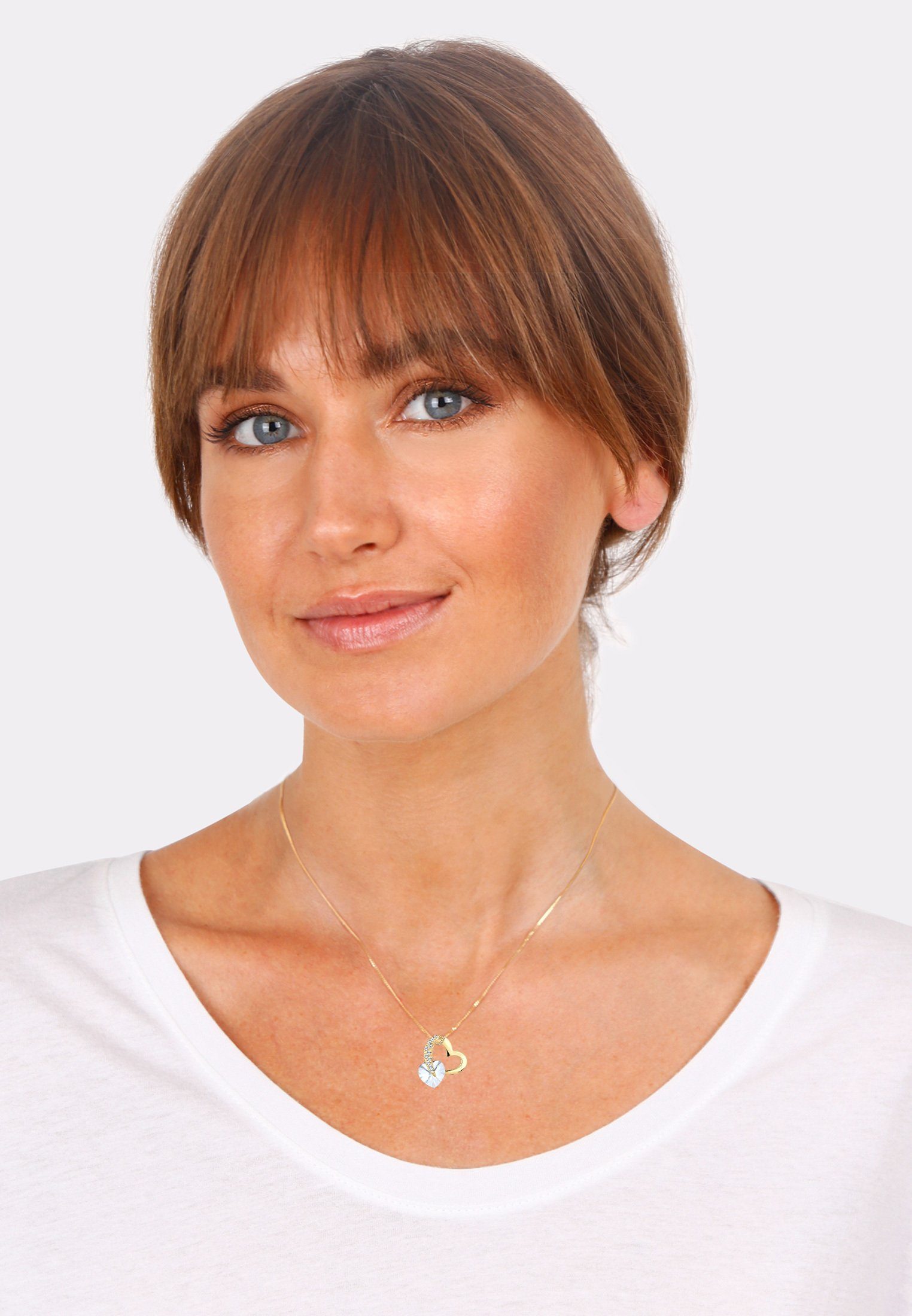 Elli Collierkettchen Herz Anhänger 925 Silber, mit Kristallen von Swarovski®