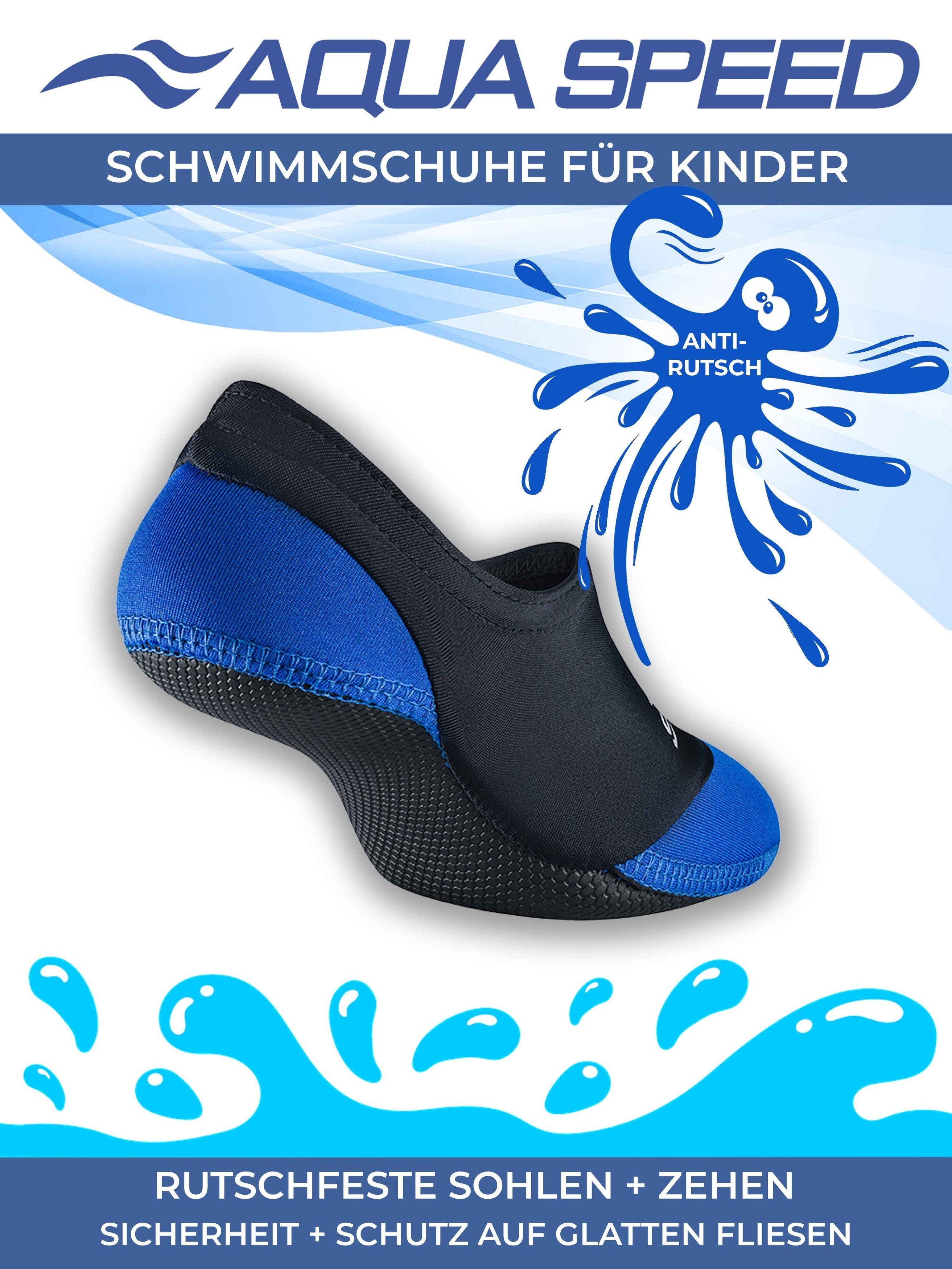 Aqua Speed Aqua-Schwimmsocken Kinder 36/37 – Wärmend & elastisch für Wasser Wasserschuh (Strandsocken mit flexiblem Sitz – wasserfest & schnelltrocknend, Neopren Wassersocken Schwimmaccessoires) Neopren-Socken in Blau – Bequem & sicherer Halt