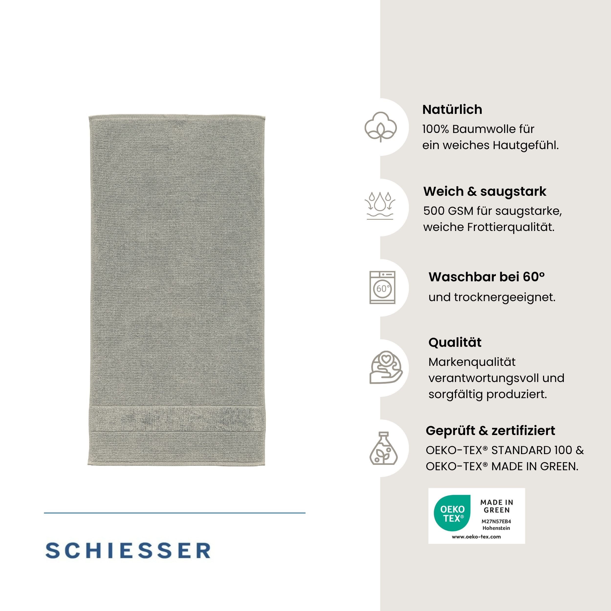 Schiesser Handtücher Turin aus 100% Baumwolle in dezenter Reiskornoptik, Frottier (Set, 4-St), OEKO-TEX® MADE IN GREEN – Bild 2 von 5