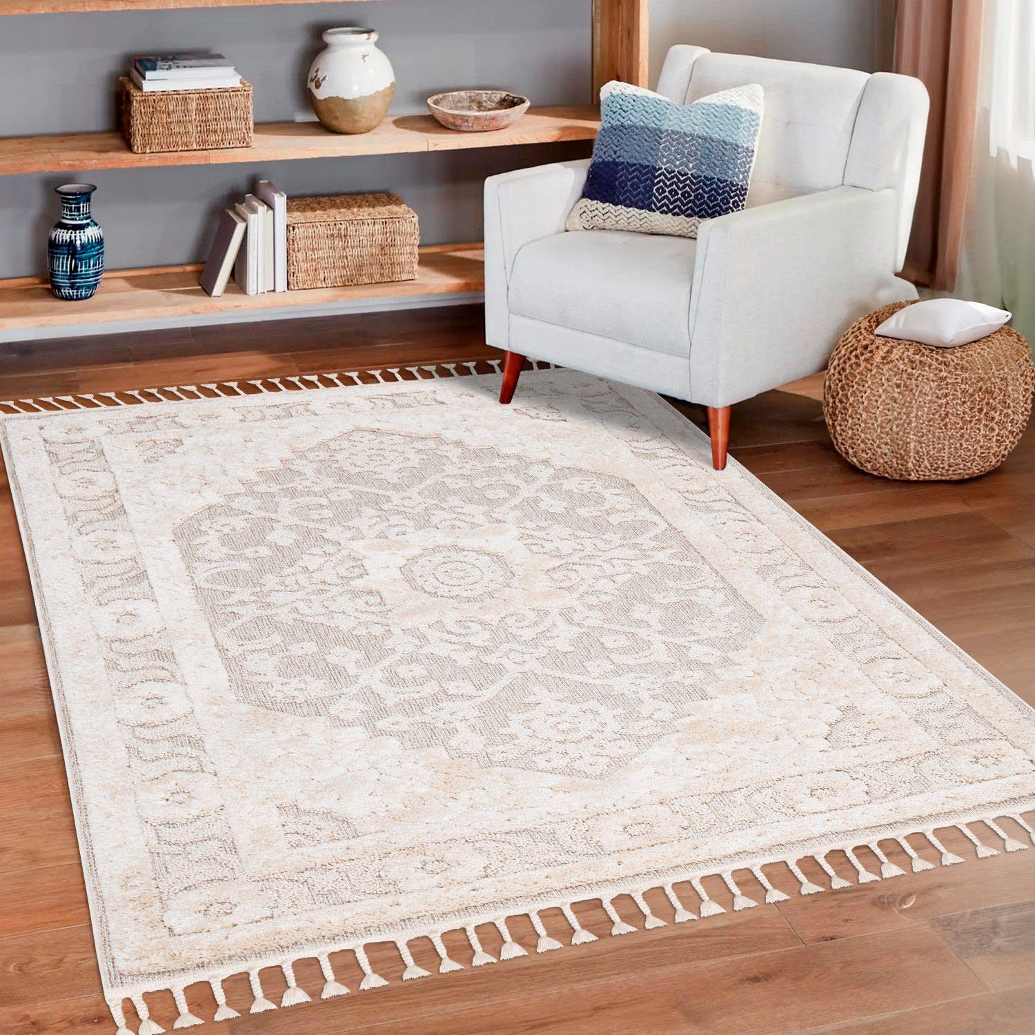 my home Hochflor-Teppich Bjelle, rechteckig, Höhe: günstig online kaufen