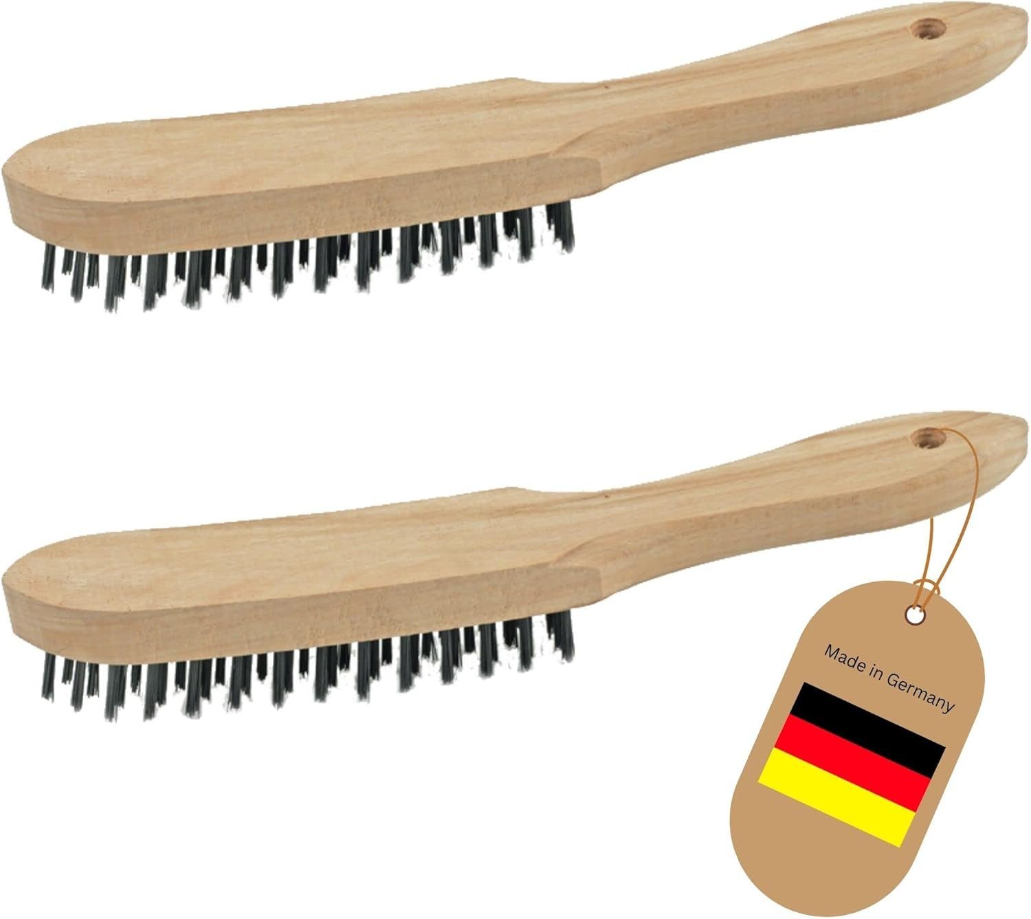 Novatool Reinigungsbürste 19770-2x, 2X Drahtbürsten I 5-reihig I 27 cm lang I mit Holzgriff I Bremssattelb