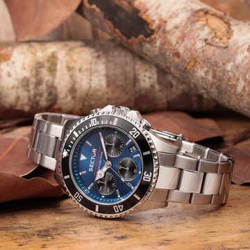 Sector Chronograph Sector Herren Armbanduhr Chrono, Herren Armbanduhr rund, groß (41mm), Edelstahlarmband silber, Fashion