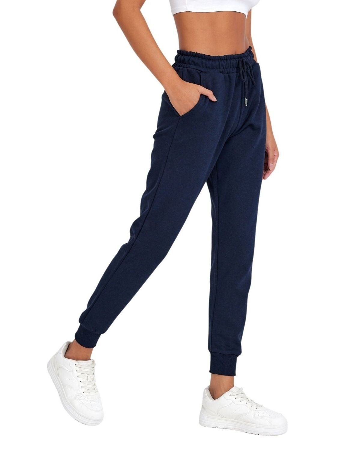 Damen Sweatpants -Baumwolle Passform COMEOR Dunkelblau Freizeithosen, Jogginghose Trainingshosen, (1-tlg) mit Regular Sporthose,