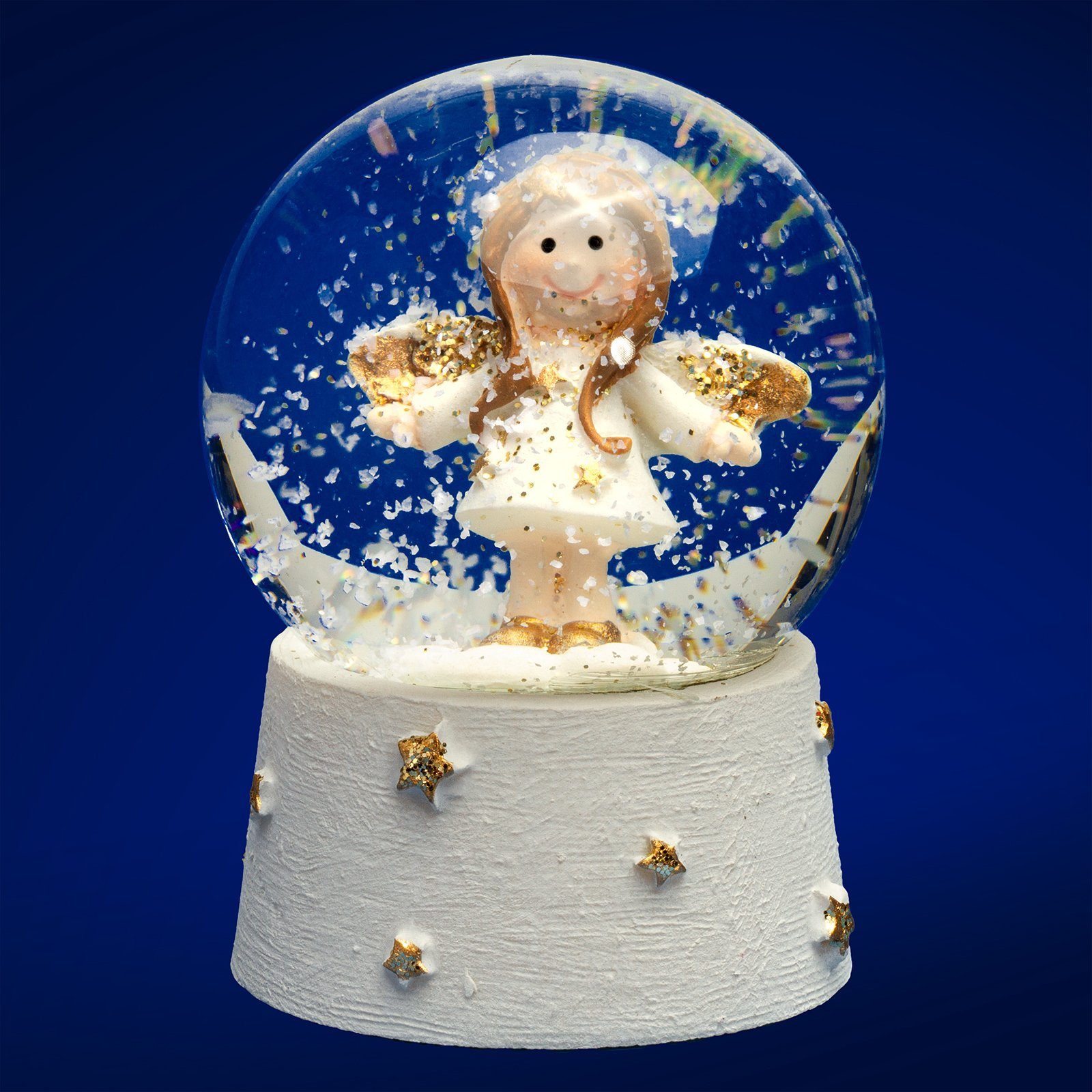 SIKORA Schneekugel SK05 Kleine Glas Schneekugel für Kinder Engel Weiss Gold D:45mm, Besondere Winterdeko – das perfekte Geschenk für Familie & Freunde