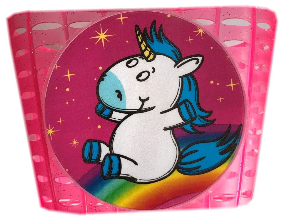 Bike Fashion Fahrradkorb Kinder „Einhorn“, pink – Korb mit Schlaufen zur Lenkermontage