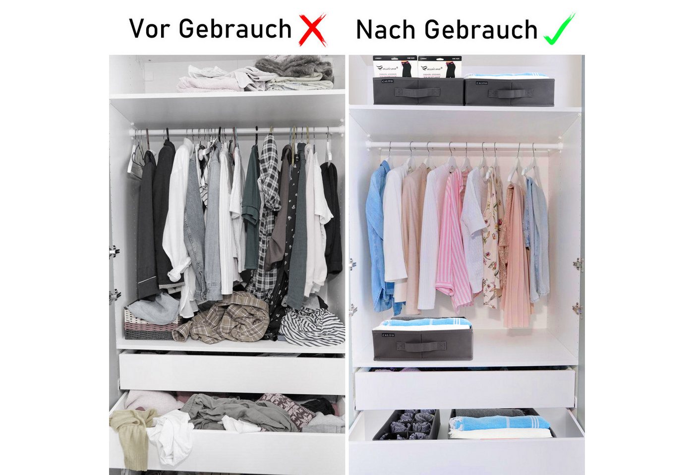 Thumbnail - CALIYO Aufbewahrungsbox Unterwäsche-Organizer 8-Tlg, Schubladen-Organizer, Faltbar (8 St., Aufbewahrungsbox mit Fächer, ...