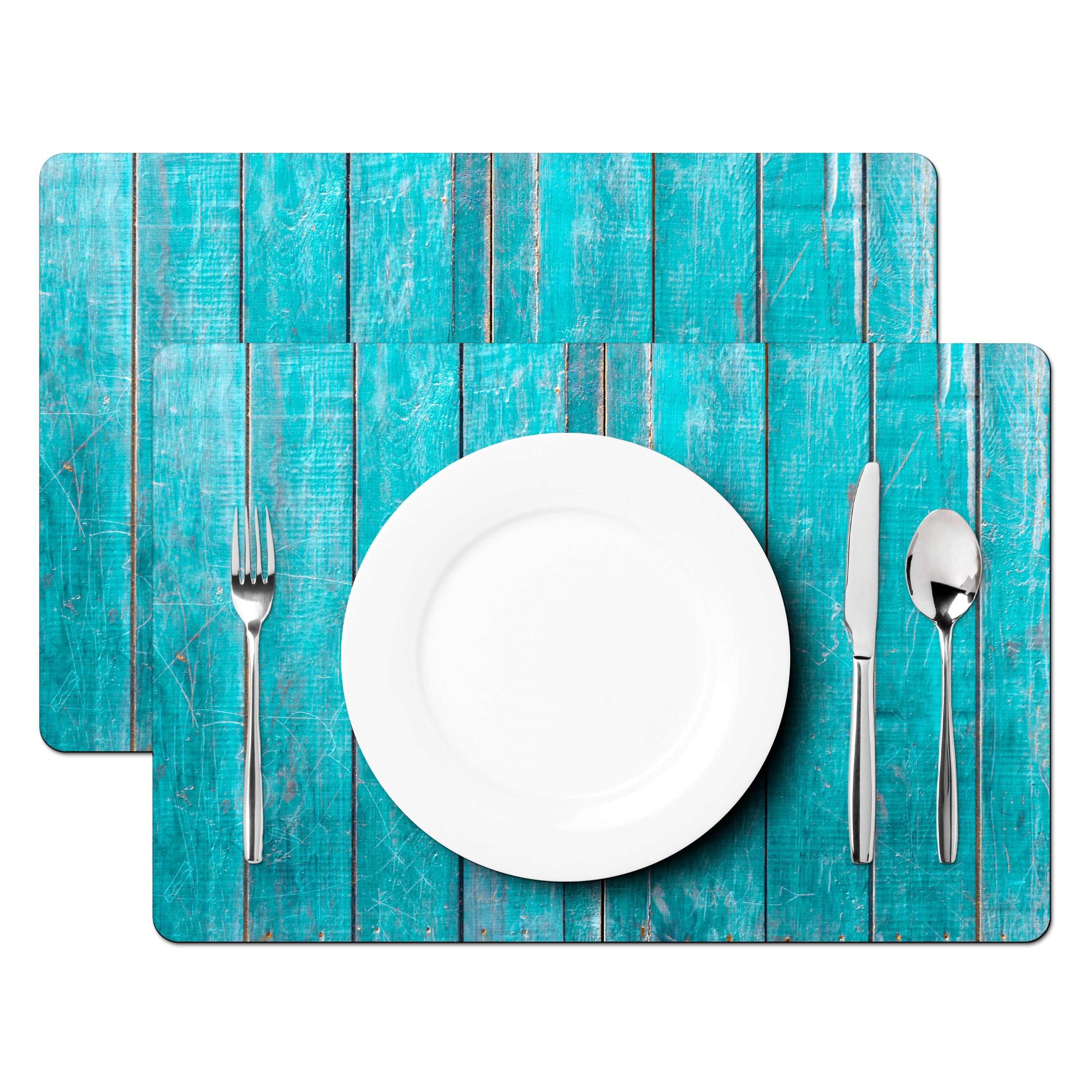 MuchoWow Platzset Holzstruktur mit türkisfarbenem Anstrich, günstig online kaufen