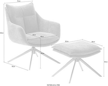 MCA furniture Loungesessel PARKER Drehstuhl mit Armlehnen (Set, 2-St), 360° drehbar mit Nivellierung