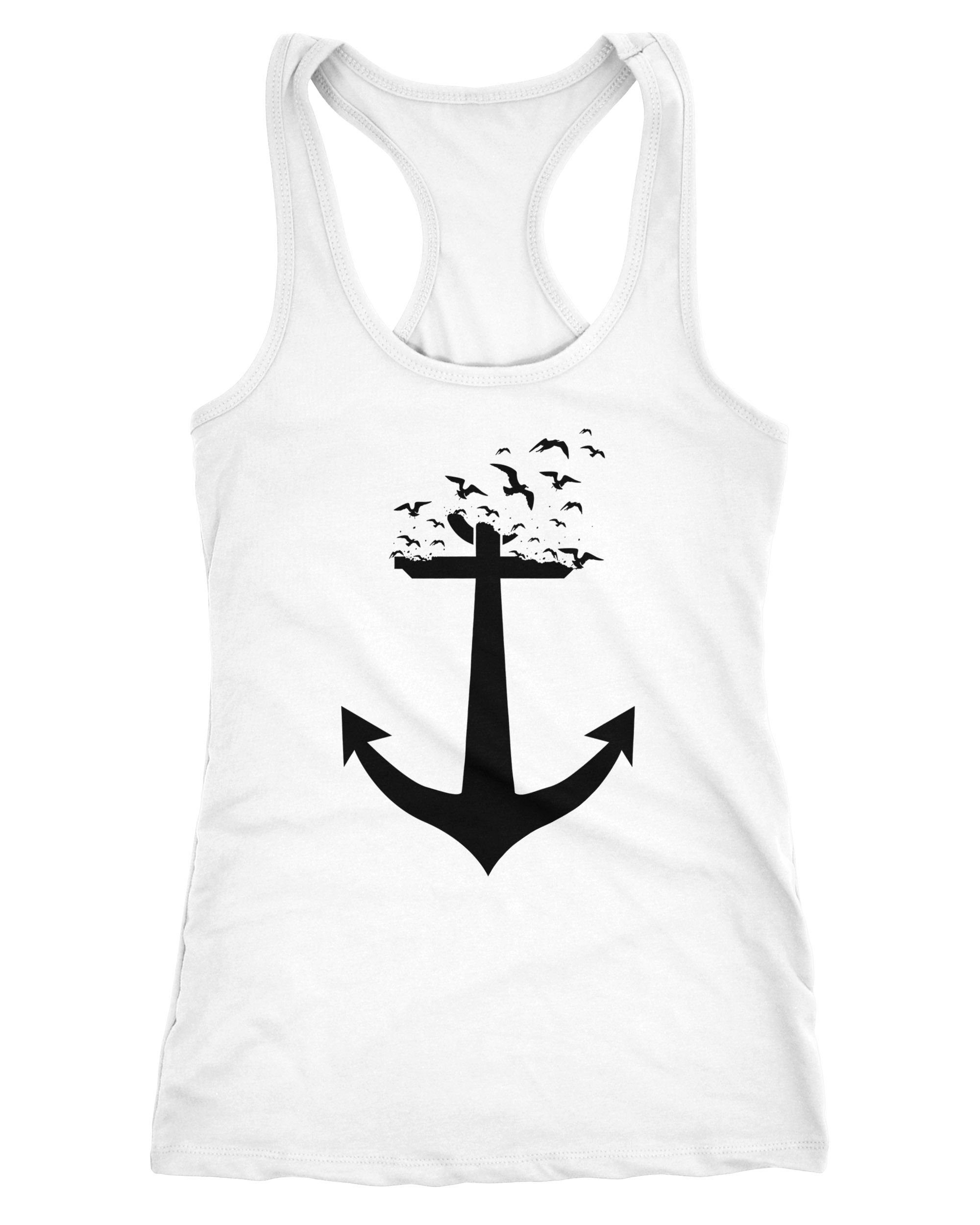 Neverless Tanktop Damen Tank-Top Anker Vögel Anchor Birds Racerback Neverless®