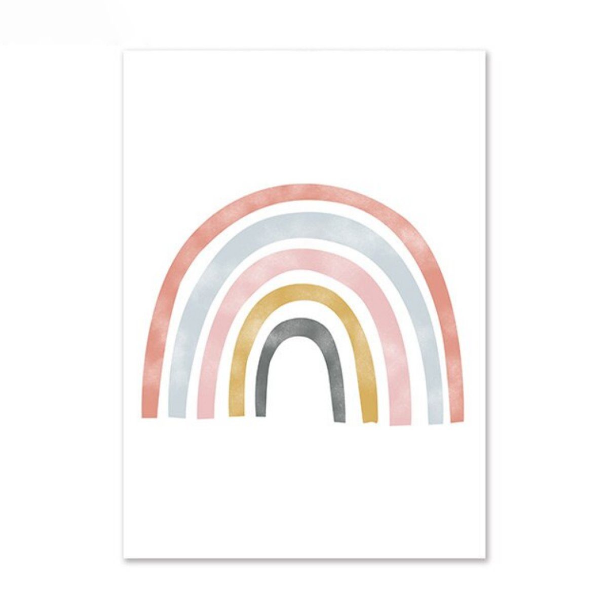 TPFLiving Kunstdruck (OHNE RAHMEN) Poster - Leinwand - Wandbild, Sonne, Wolken, Herzen, Regenbogen für Kinderzimmer - Auch im 3er Set (Mädchenzimmer, Babyzimmer, Jungenzimmer, Kindergarten), Farben: Pastel, pink, rosa, blau, gelb, weiß - Größe: 10x15cm
