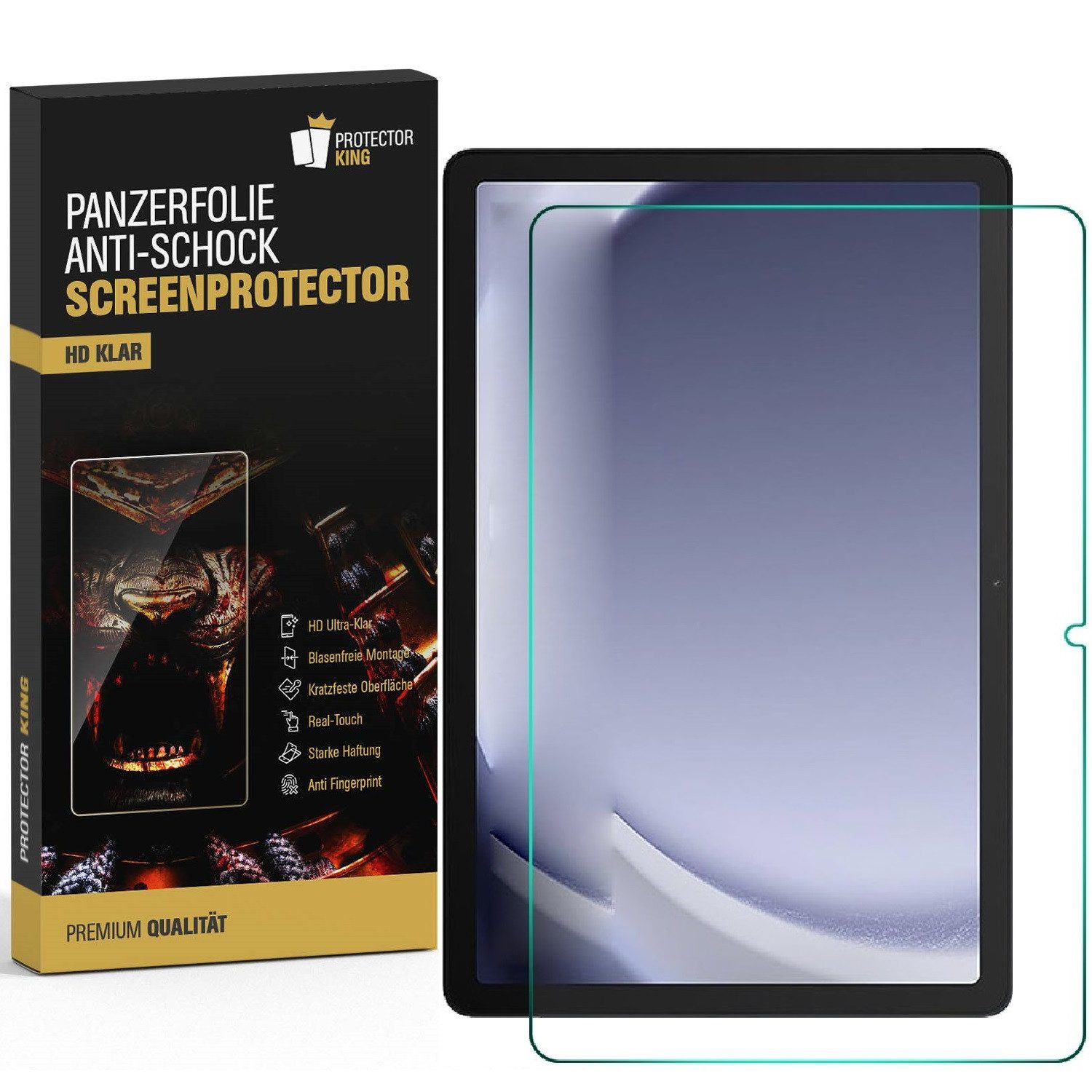 Protectorking Displayschutzfolie 1x 9H Panzerglas für Samsung Galaxy Tab A9 Plus 3D KLAR Nano-Glass, 1-Stück, ANTI-BRUCH-ANTI-STOß