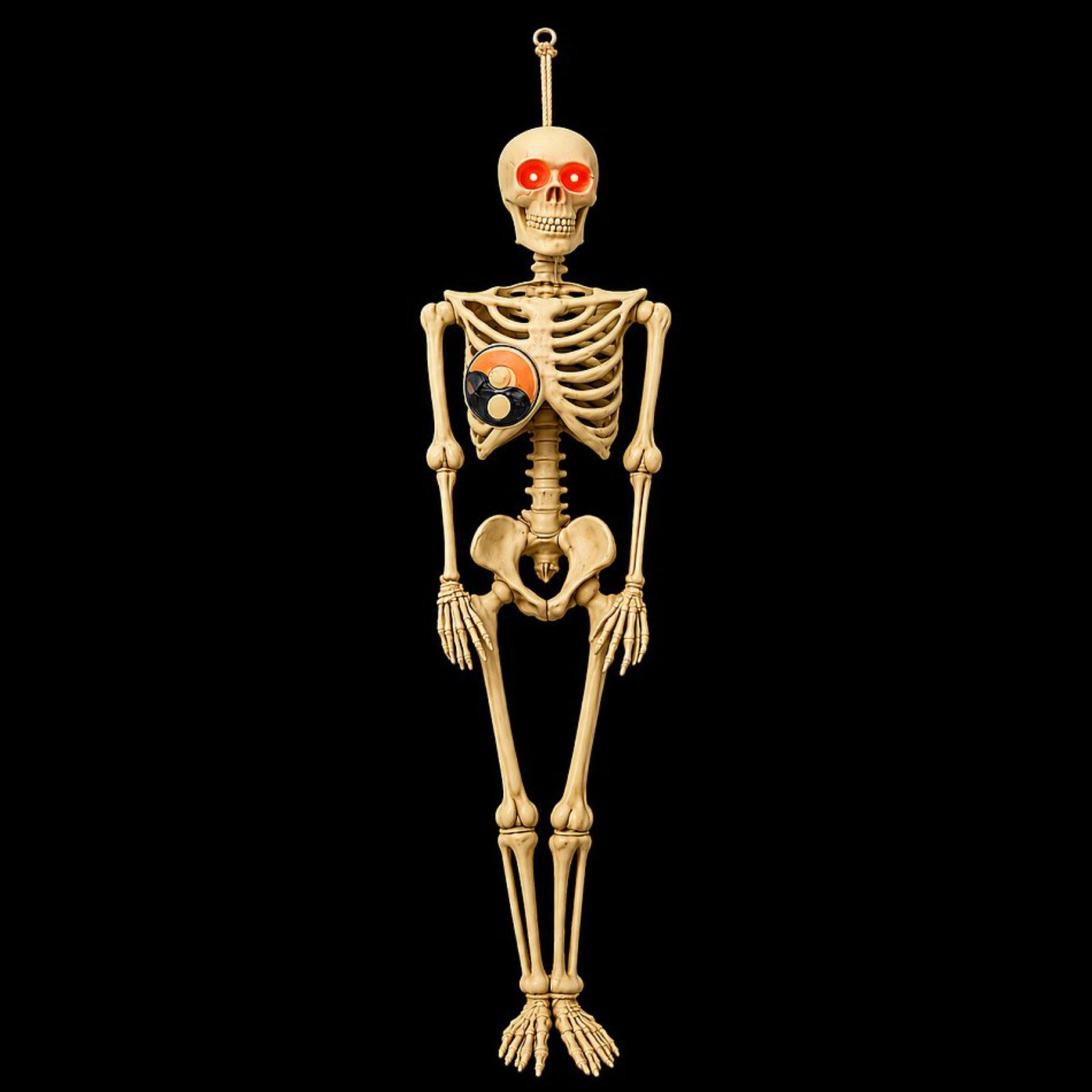 Koopman Dekofigur Skelettfigur Halloweenfigur Dekoration LED Kunststoff 91cm (Stück, 1 St., Packung), Beige, leuchtende Augen, Gliedmaßen beweglich, Druckknopf