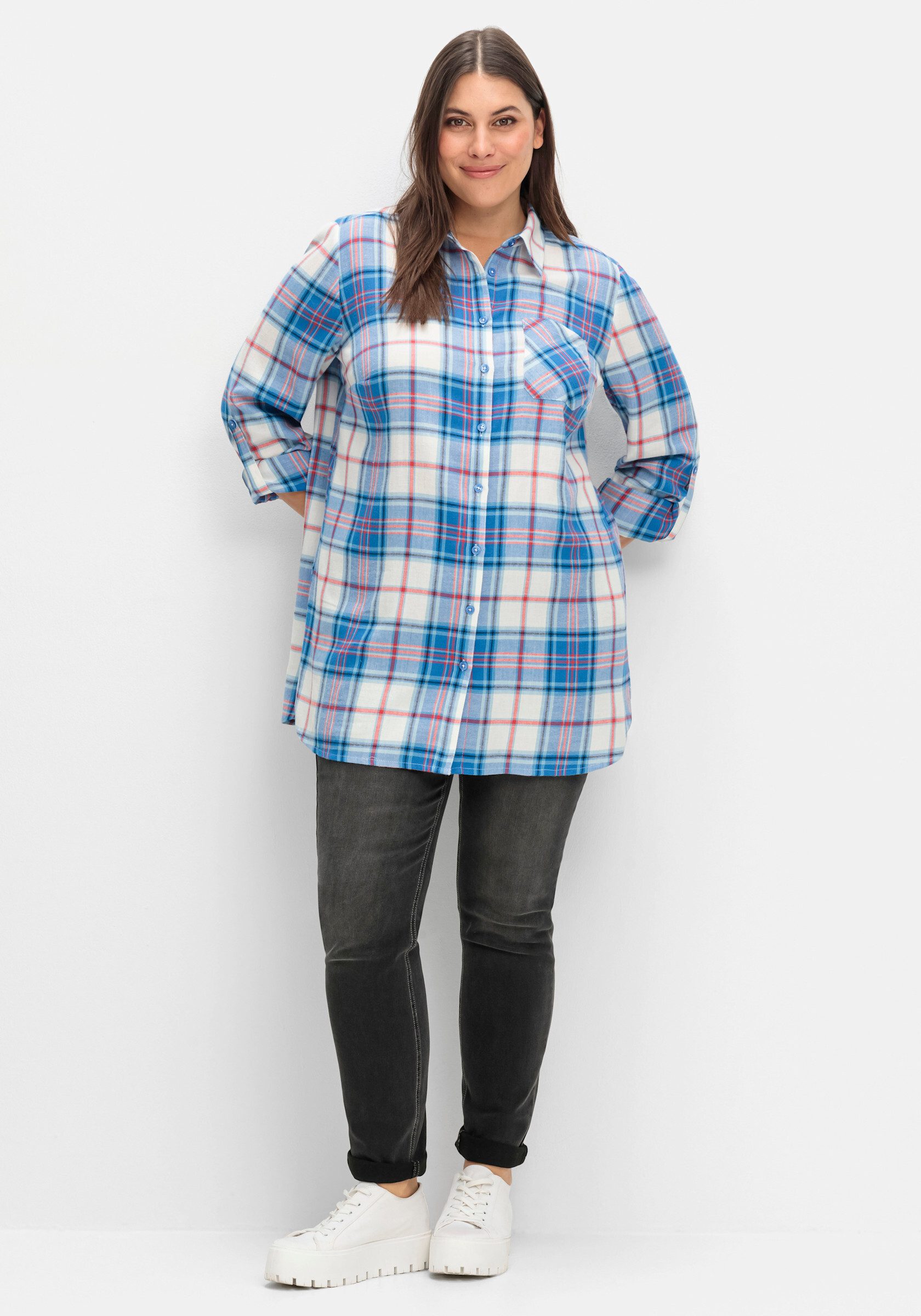 Sheego Klassische Bluse Flanellbluse . günstig online kaufen