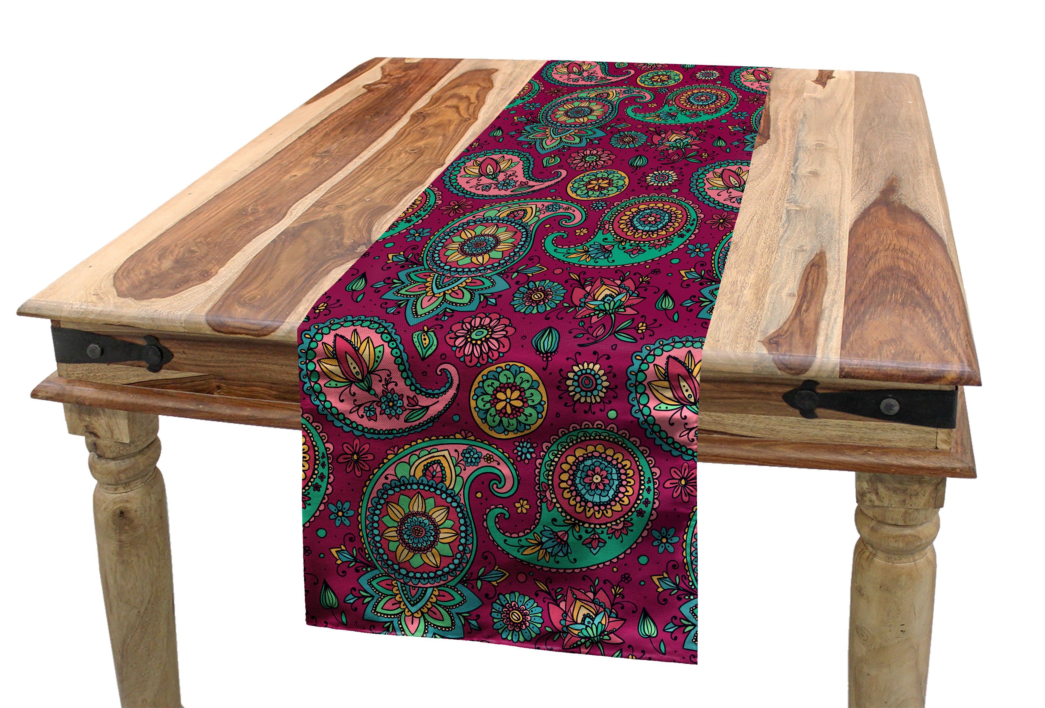 Abakuhaus Tischläufer Esszimmer Küche Rechteckiger Dekorativer Tischläufer, Paisley Floral Traditionelle Motive