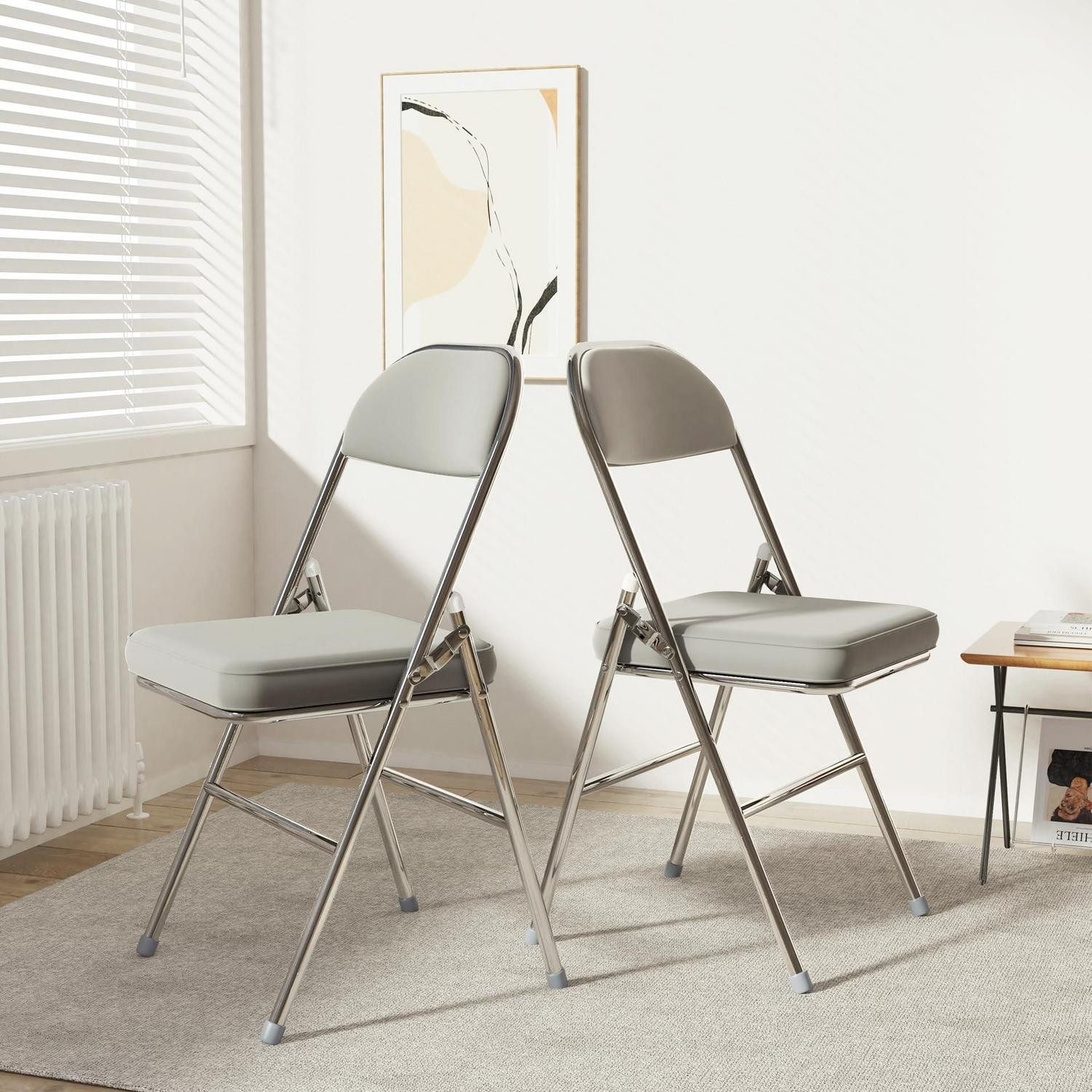 LuxusKollektion Klappstuhl Klappstuhl 2er Set gepolstert grau (2 St)