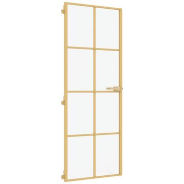 vidaXL Haustür Innentür Zimmertür Glas Schlank Golden 76x201,5 cm Hartglas und Alumin