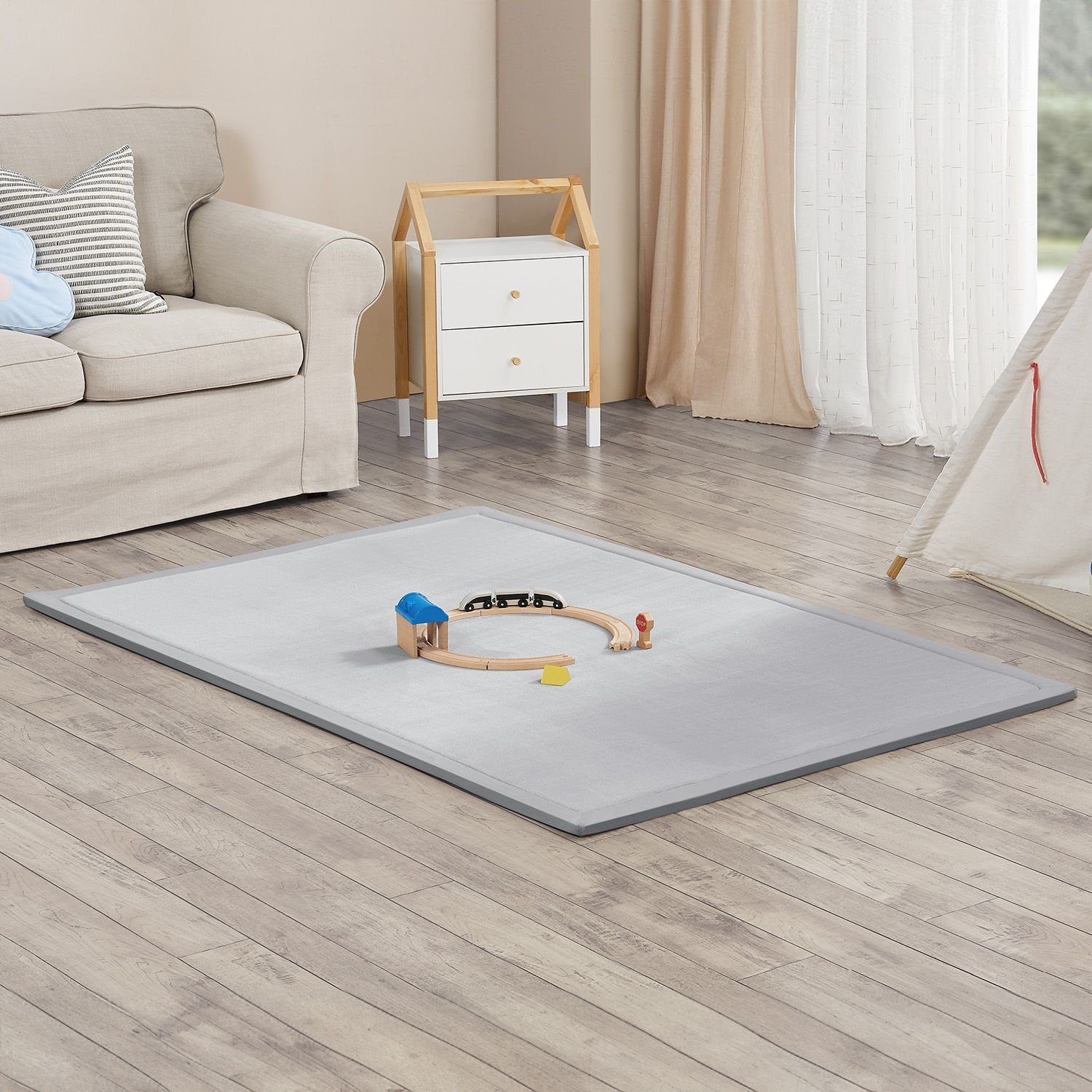 Juskys Puzzlematte Maila, Krabbeldecke, 180x120 cm, rutschfest, flauschiger günstig online kaufen