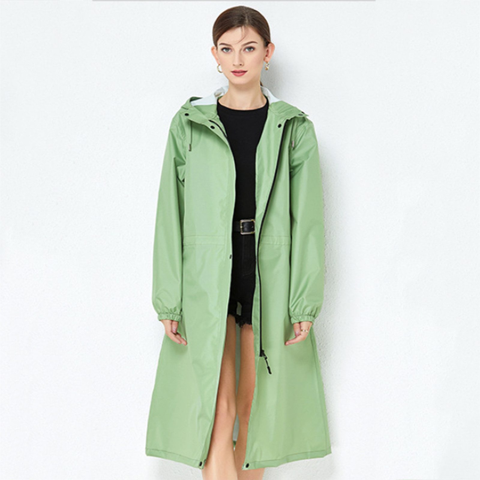 MOPUEA Regenjacke Lange Regenjacke Wasserdicht Winddicht Leicht Faltbar Outdoor Jacke (Regenjacke für Alltag, Reisen und wechselhaftes Wetter, Leicht faltbar, s – Bild 4 von 4