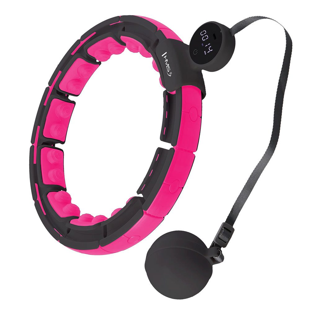 HMS Hula-Hoop-Reifen Fitnessreifen Massagereifen Bauchtrainer (Spar-Set, 1-tlg., 28-45 cm verstellbar), 32 Magnete, LCD-Zähler, USB-C-Akku, verstellbar