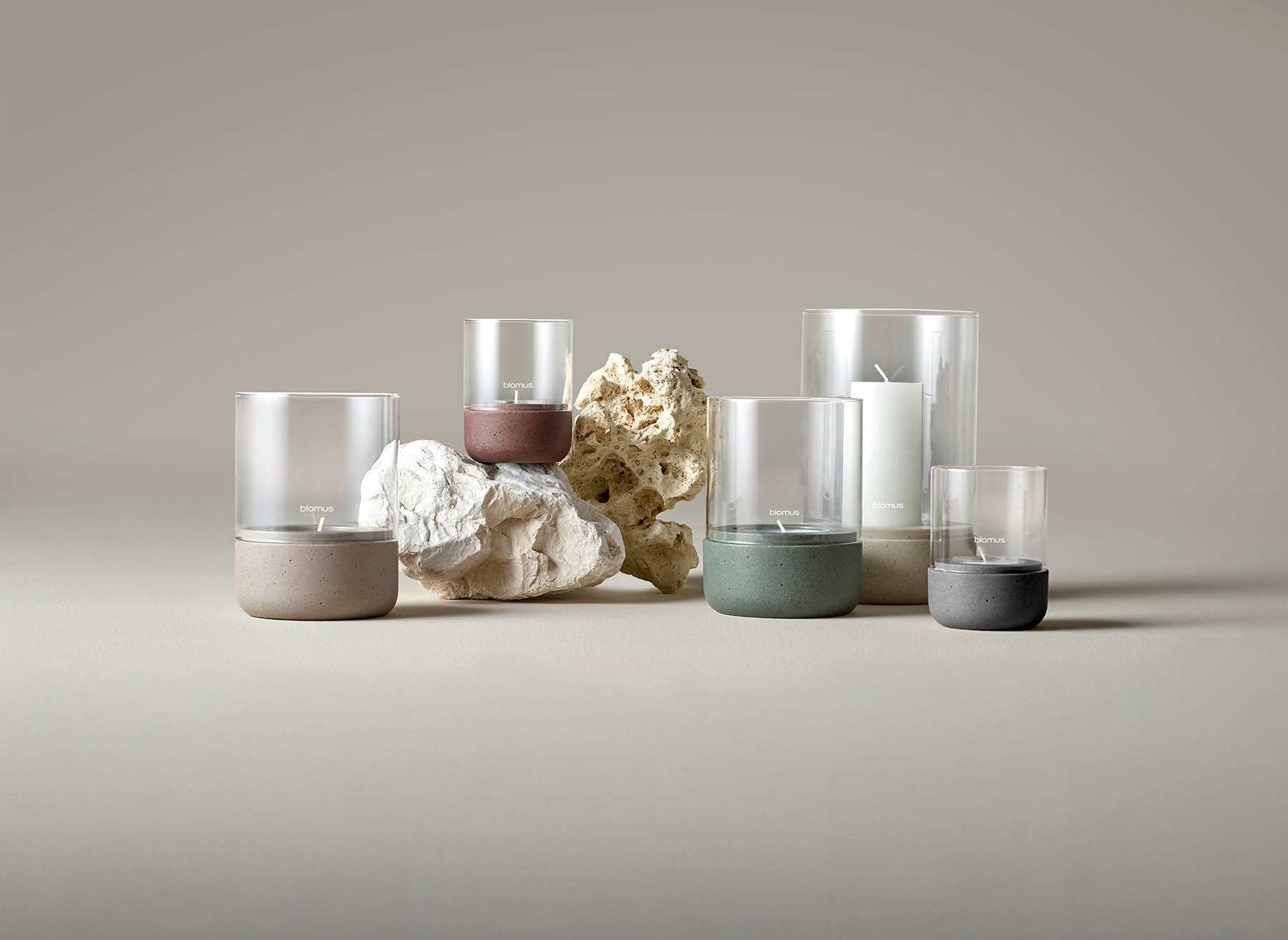 blomus Windlicht -CALMA- Glas Kerzenhalter, Stimmungslicht: modernes Deko-Design (1 St), Exklusive Betonoptik, Handgefertigt, Verschiedene Größen & Farben