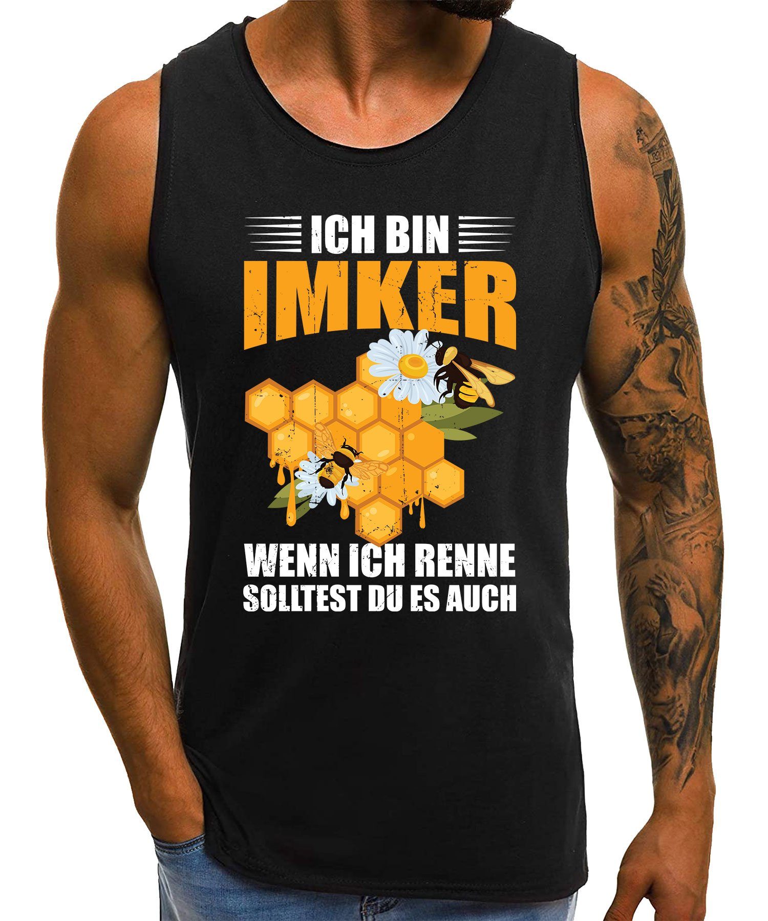 Herren bin - Imker Tank-Top Nektar Ich Honig Formatee Imker Biene Achselhemd Quattro (1-St)