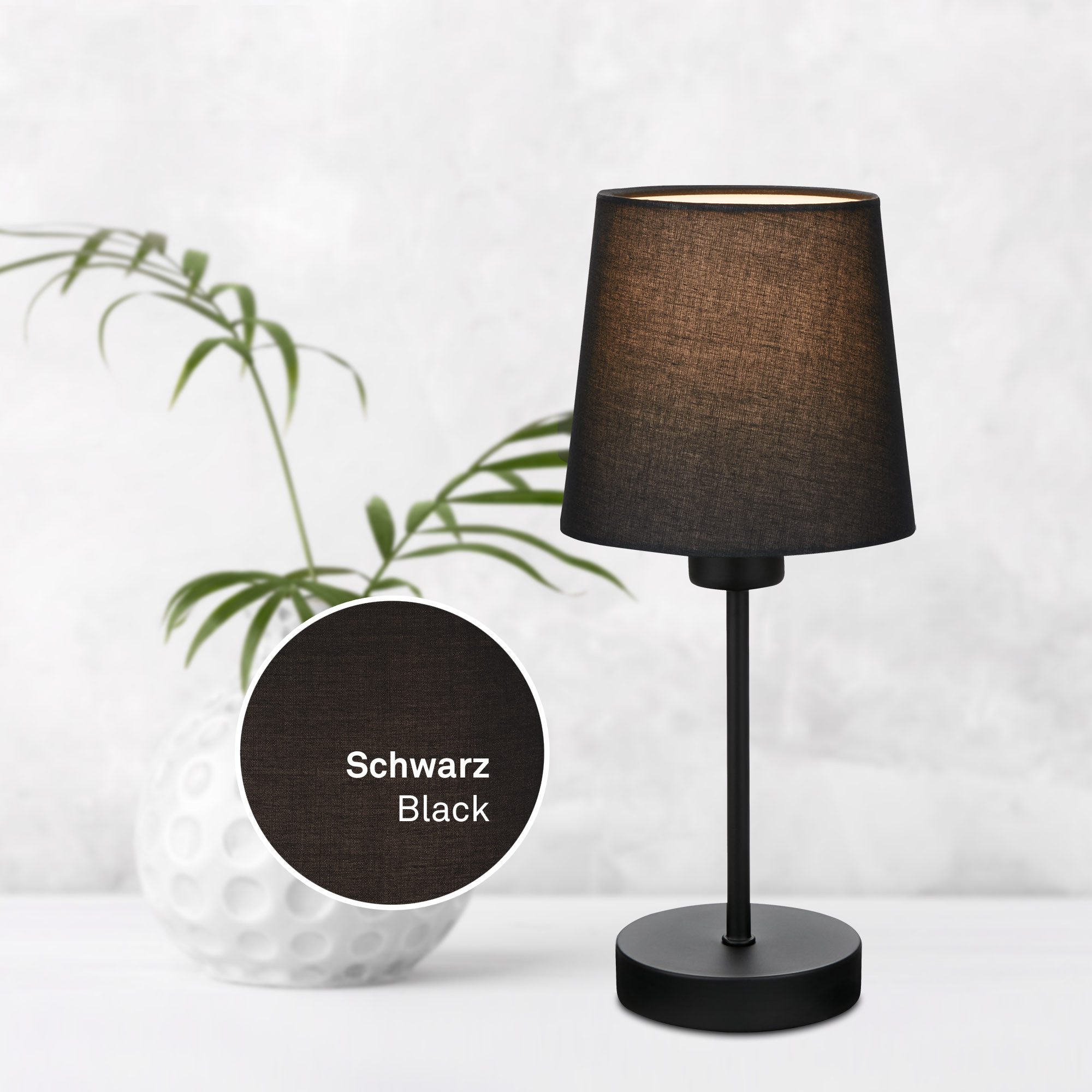 Briloner Leuchten Tischleuchte Tischlampe Schreibtisch Homeoffice Bett Flur, ohne Leuchtmittel, 2700K - Extra - Warmweiß, Tischlampe, 10x31,4cm, Schwarz, max.25W, E14, Nachttisch, Flur, Bett