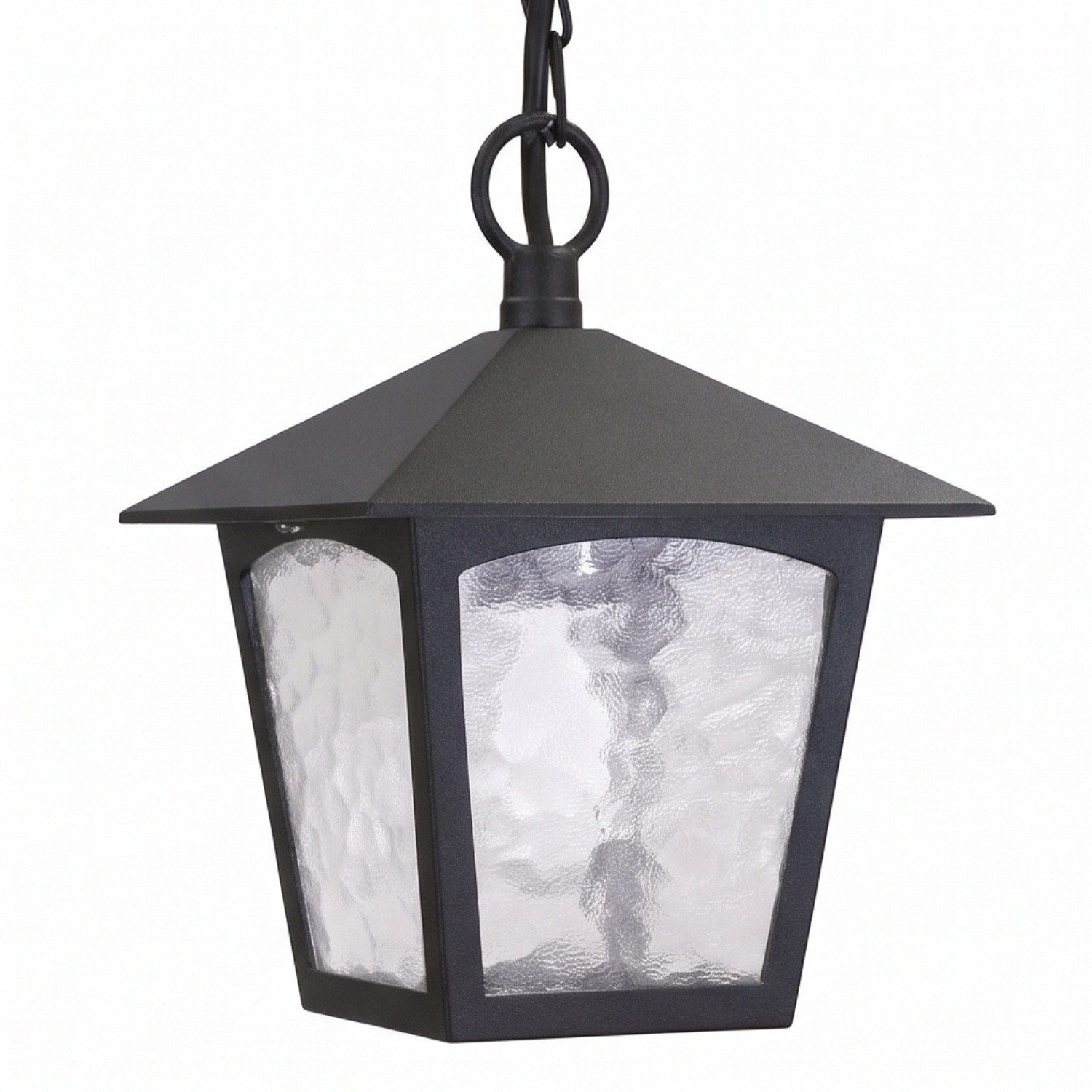 Licht-Erlebnisse Außen-Deckenleuchte FIENNES, ohne Leuchtmittel, Pendelleuchte außen Garten Hof IP43 Schwarz E27 Glas Aluminium