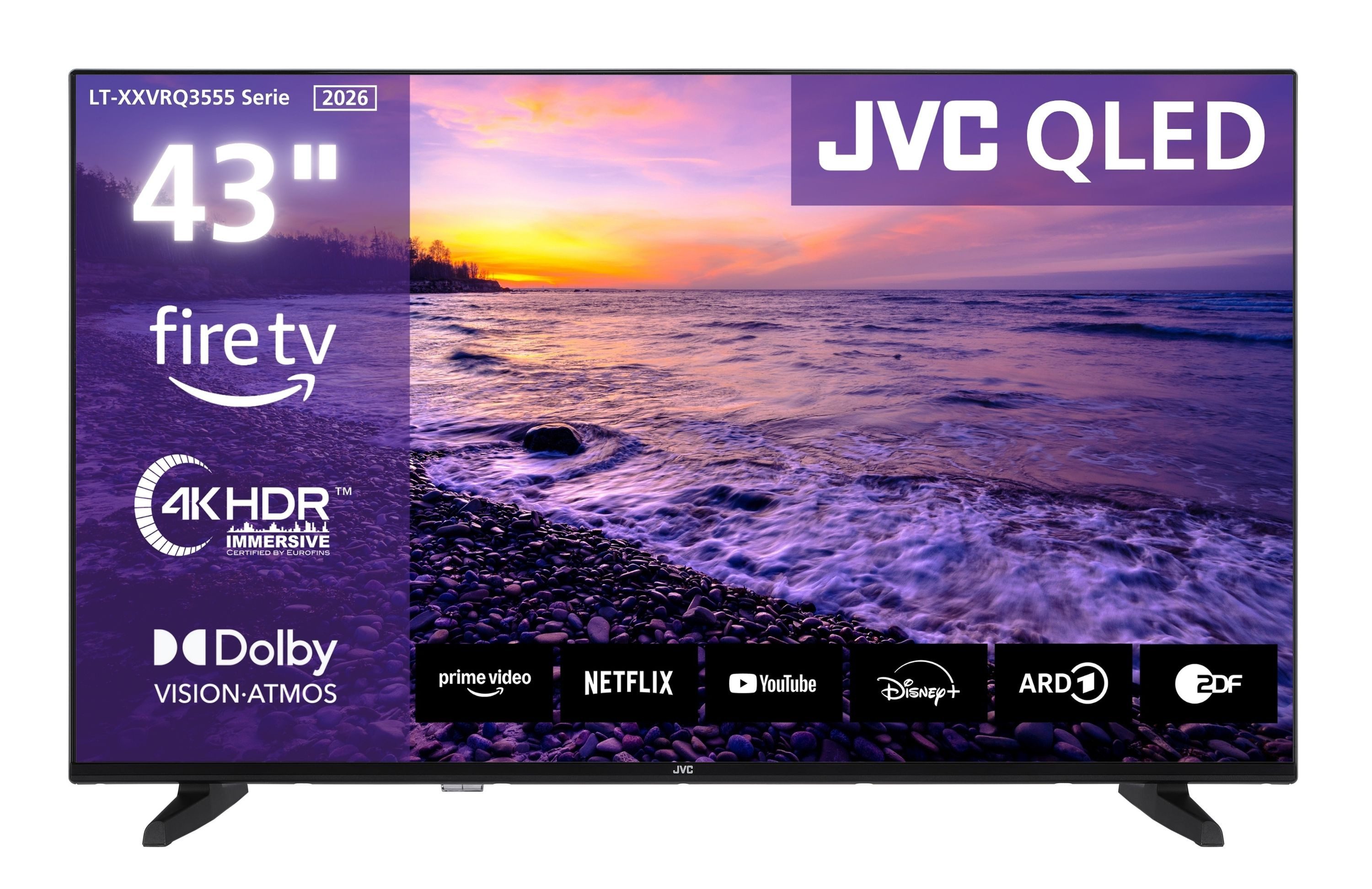 JVC LT-43VRQ3555 OLED-Fernseher (108 cm/43 Zoll, 4K Ultra HD, Fire TV, Fire TV / Smart TV, Dolby Vision HDR, Alexa Built-In, Triple-Tuner)