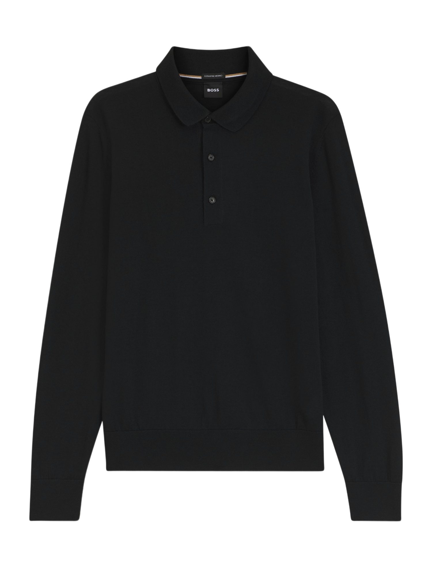 BOSS Strickpullover BOSS Men Black Casual,Wolle,Unifarben,Polokragen,Lang,Regular Fit