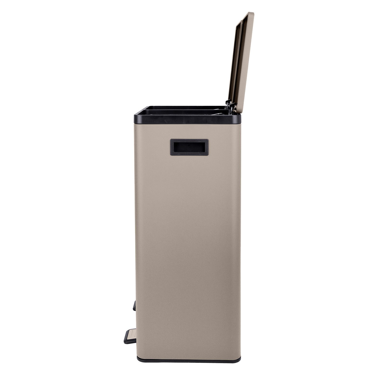 SVITA Mülltrennsystem, Mülleimer, 60L, Softclose-Deckel, Pedal, Taupe