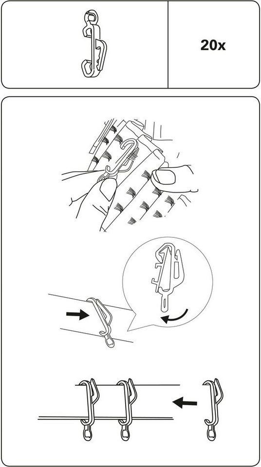 Gardinengleiter »Gardinen-Clip-Gleiter«, GARDINIA, (20-St), Kunststoff, Serie Vorhangschiene Perfectline-HomeTrends