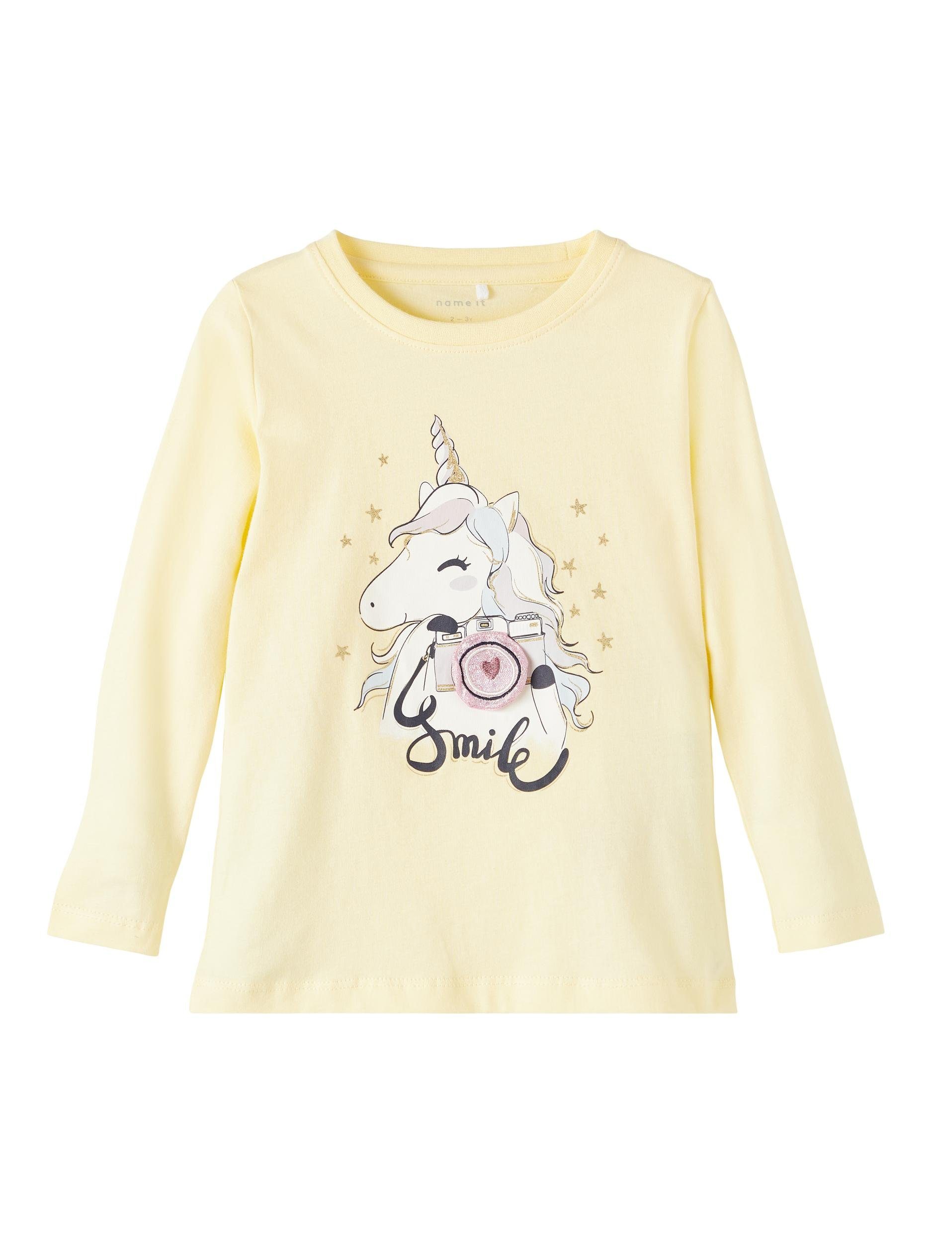 Name It Longsleeve Name It Mädchen Longsleeve aus reiner Bio-Baumwoll (1-tlg) aus reiner Baumwolle, mit Frontprint Double Cream