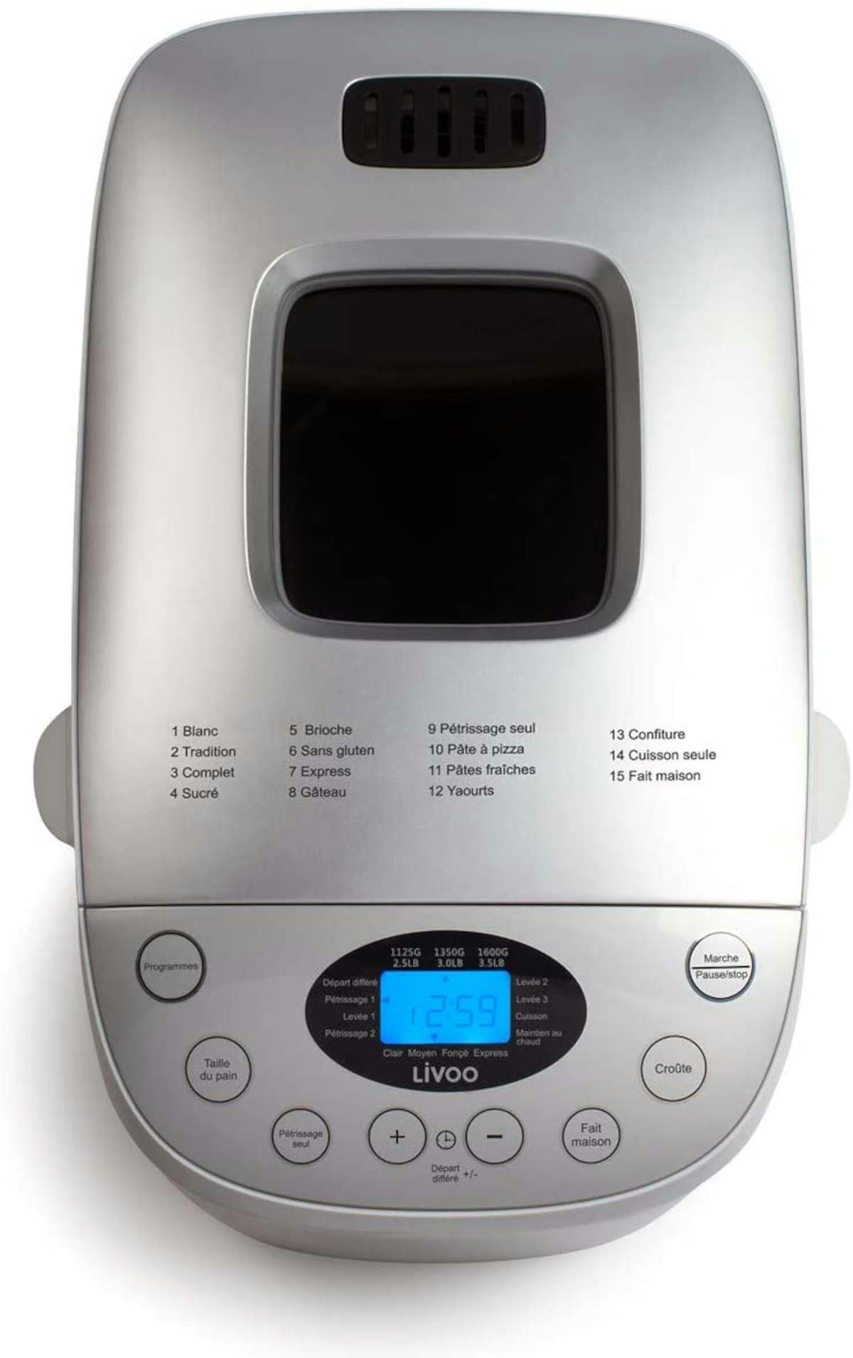 LIVOO Brotbackautomat DOP205 Brotbackmaschine mit 15 verschiedenen Programmen, 850 W