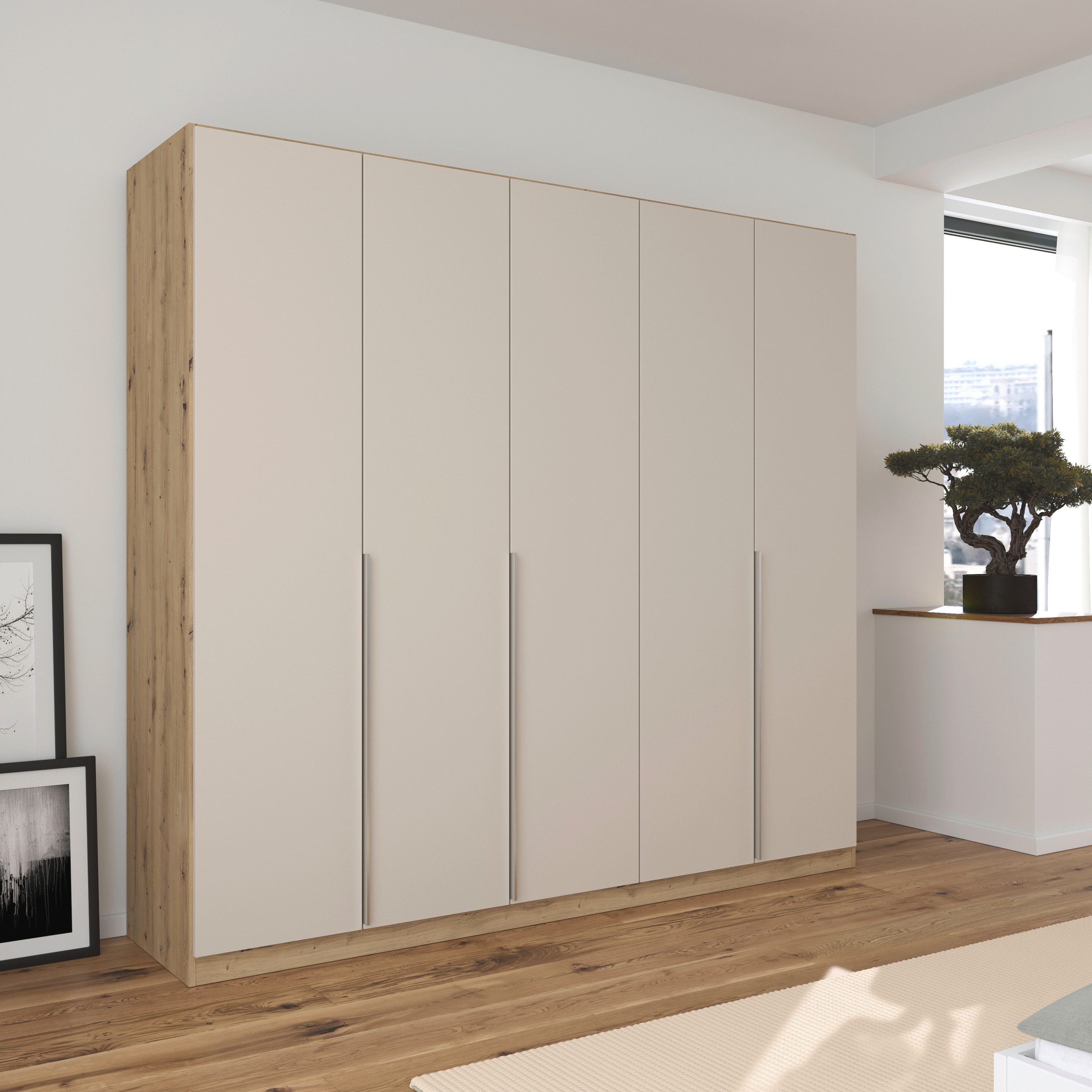 OTTO home Drehtürenschrank Kleiderschrank Schrank Garderobe AGORDO Schlafzimmer (in zwei Griff-Farben, Breiten 91-405 cm, Dekor- oder Hochglanzfront) durchdachte Innenausstattung, in 8 Breiten und 2 Höhen MADE IN GERMANY