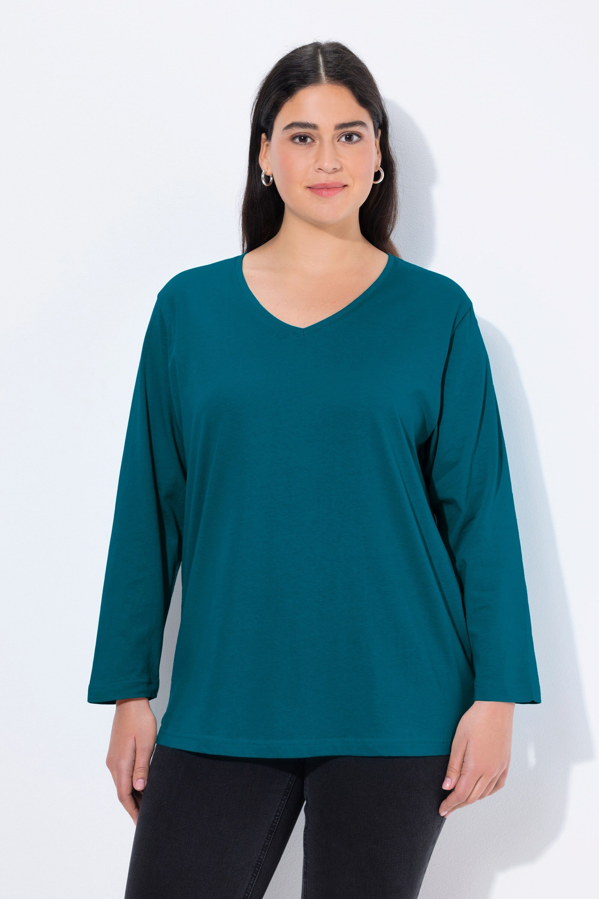 T-Shirt Shirt V-Ausschnitt Relaxed Langarm