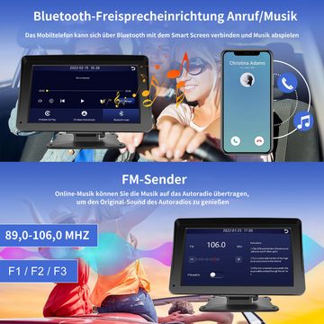 Hikity Kabelloses Apple Carplay & Android Auto, 7-Zoll CarPlay Display Navigationsgerät