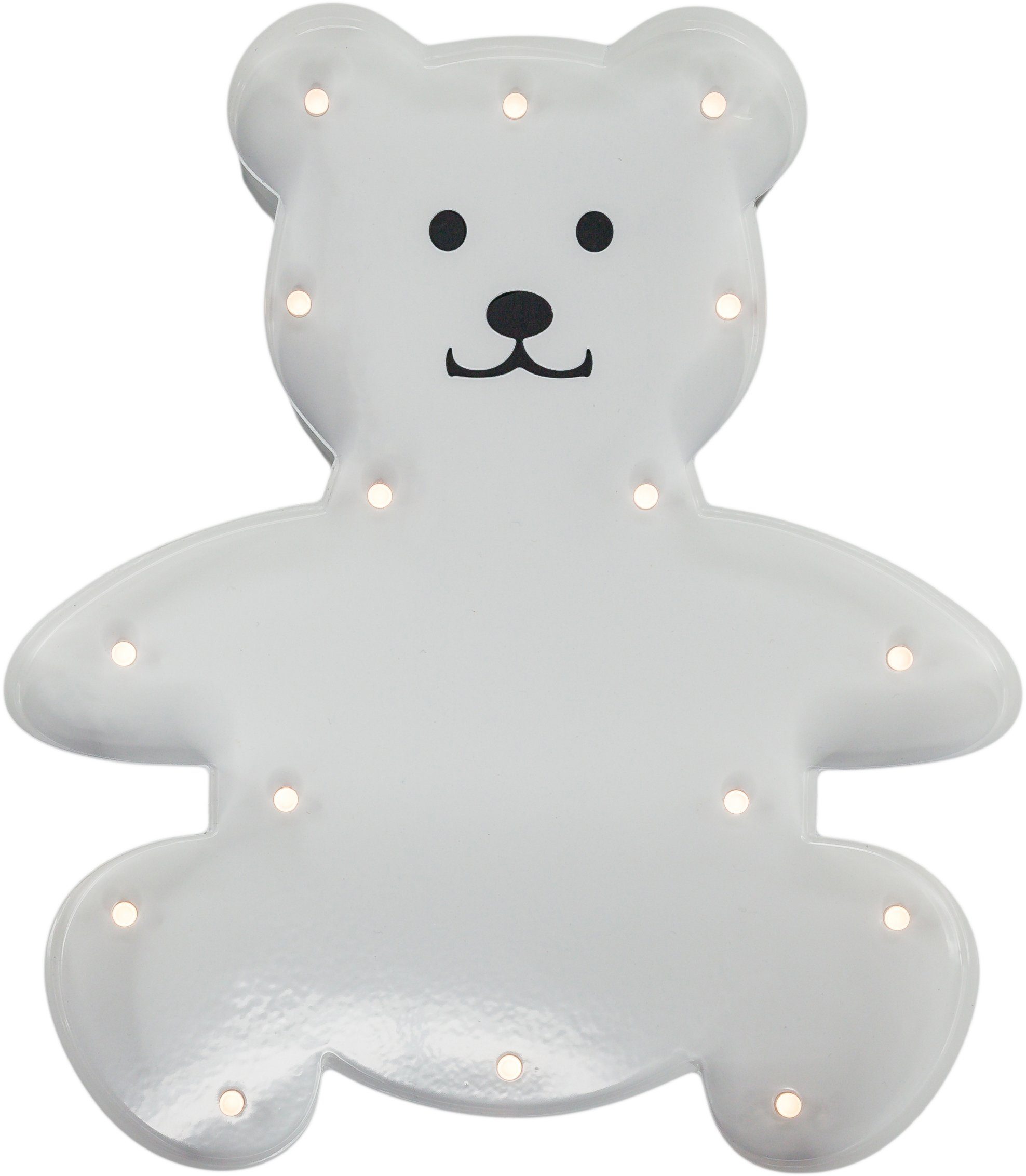 MARQUEE LIGHTS LED Dekolicht Teddy, LED fest integriert, Warmweiß, Wandlampe, Tischlampe Teddybär, Bär mit 18 Leuchtmittel - 20x23 cm