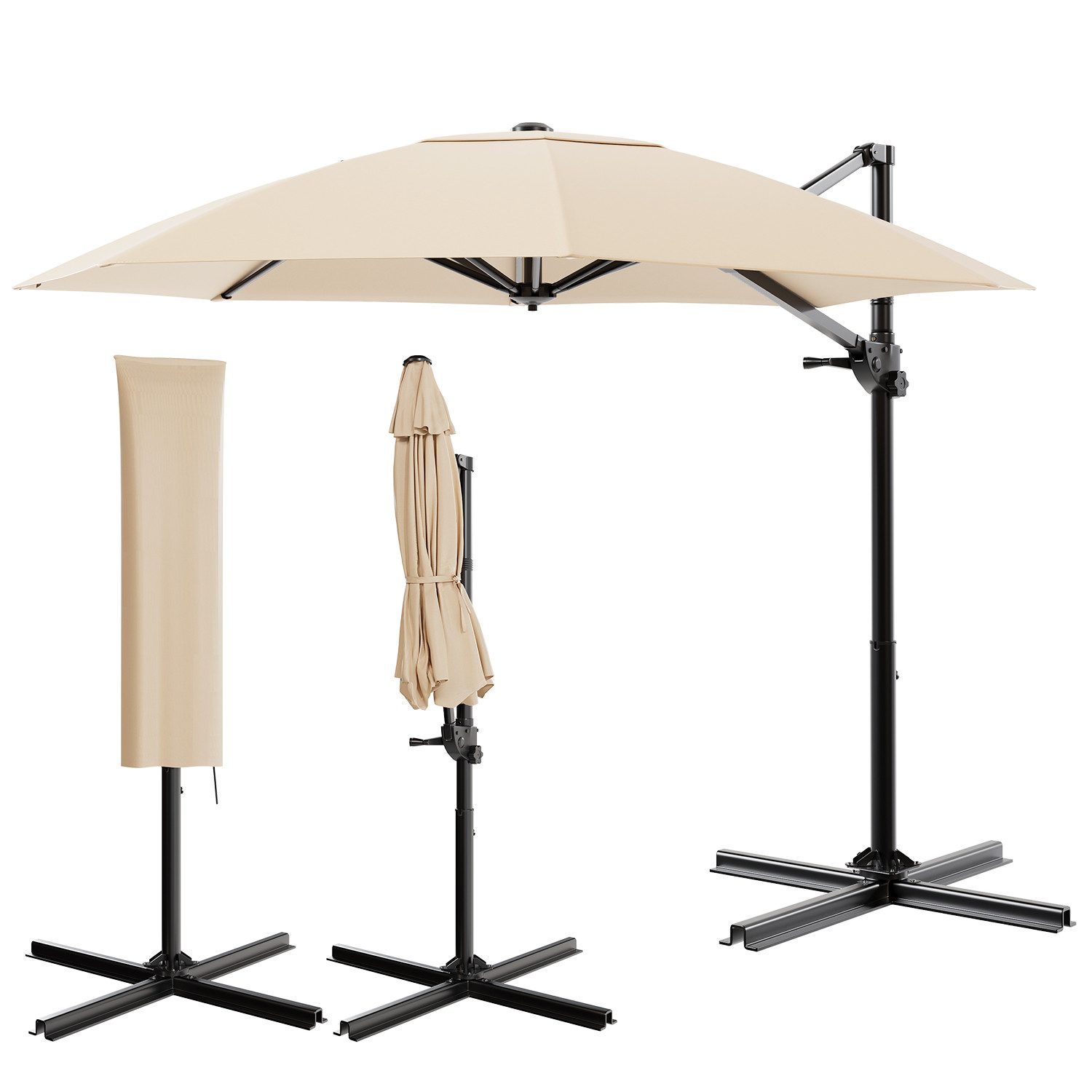 GUNJI Sonnenschirm ∅270/330cm,Gartenschirm UV Schutz 50+,mit günstig online kaufen