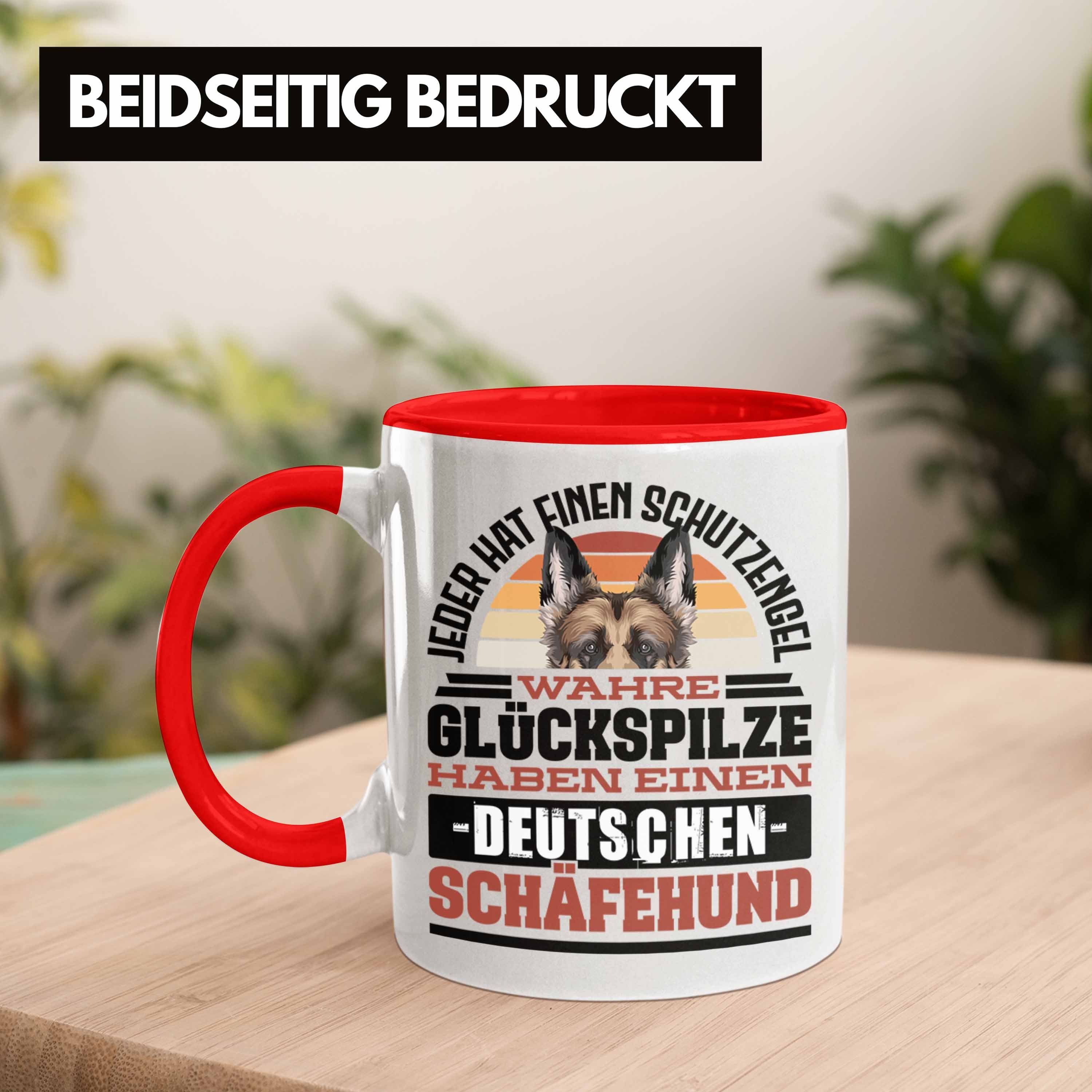 Trendation Tasse Deutscher Schäferhund Tasse Kaffee-Becher Rot Schäferhund Geschenkidee Bes